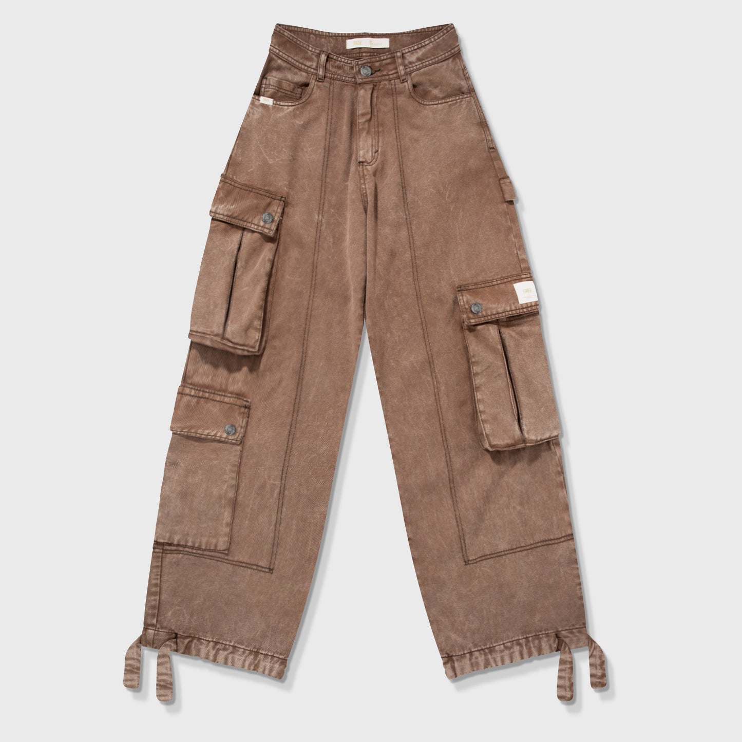 Cargo Multi-Pocket Pants Washed Brown