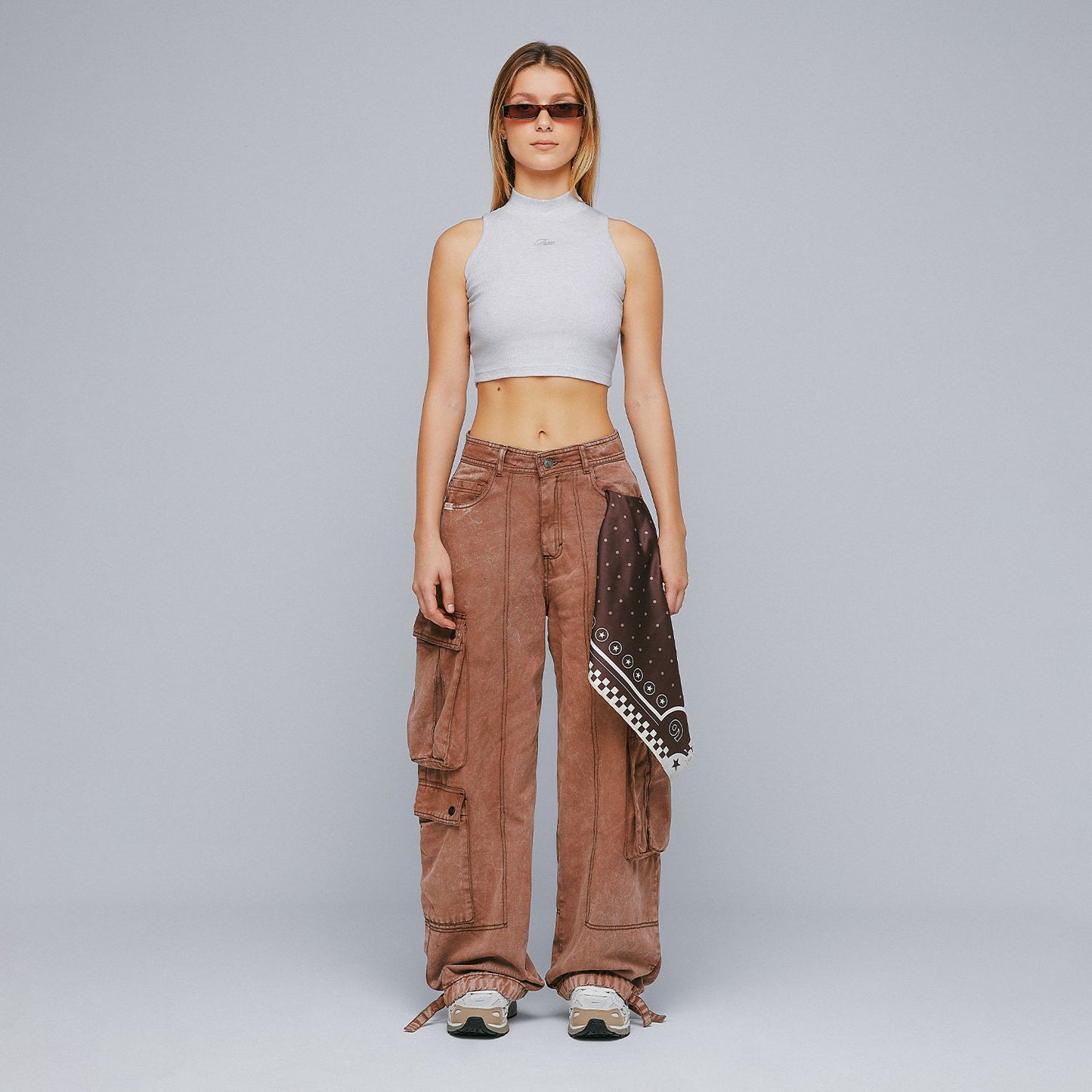 Cargo Multi-Pocket Pants Washed Brown