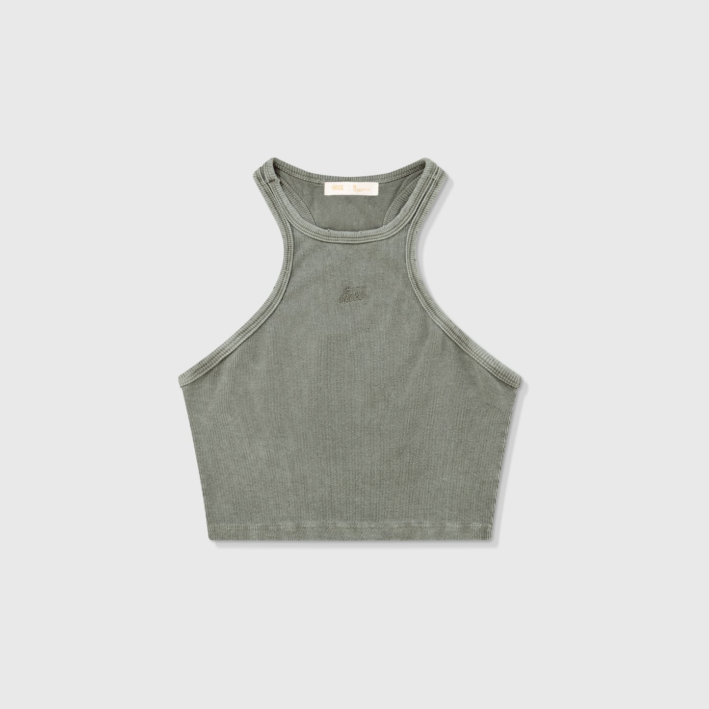 Core Ribbed Crop Tank Light Grey