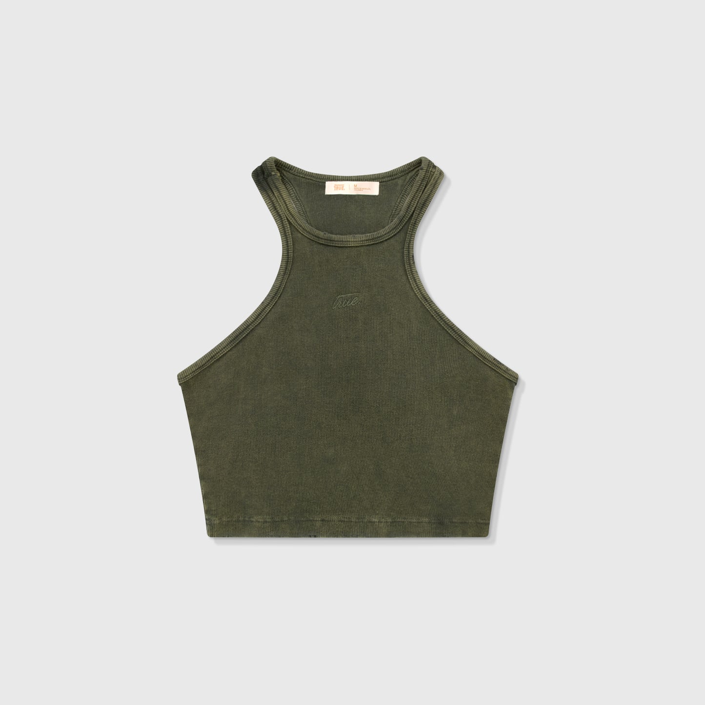 Core Ribbed Crop Tank Military Green