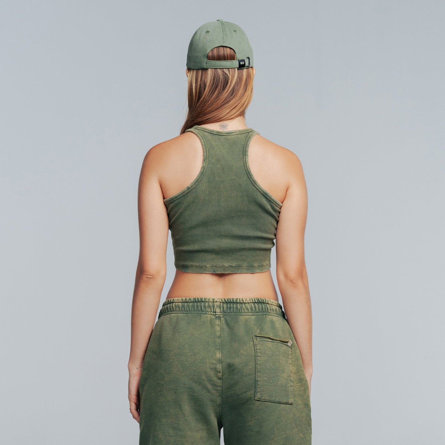 Core Ribbed Crop Tank Military Green