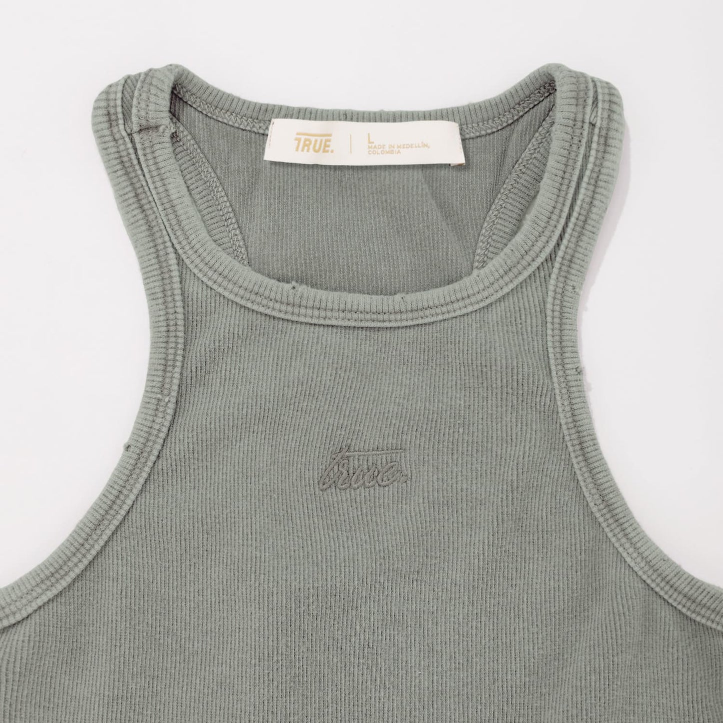 Core Ribbed Crop Tank Light Grey
