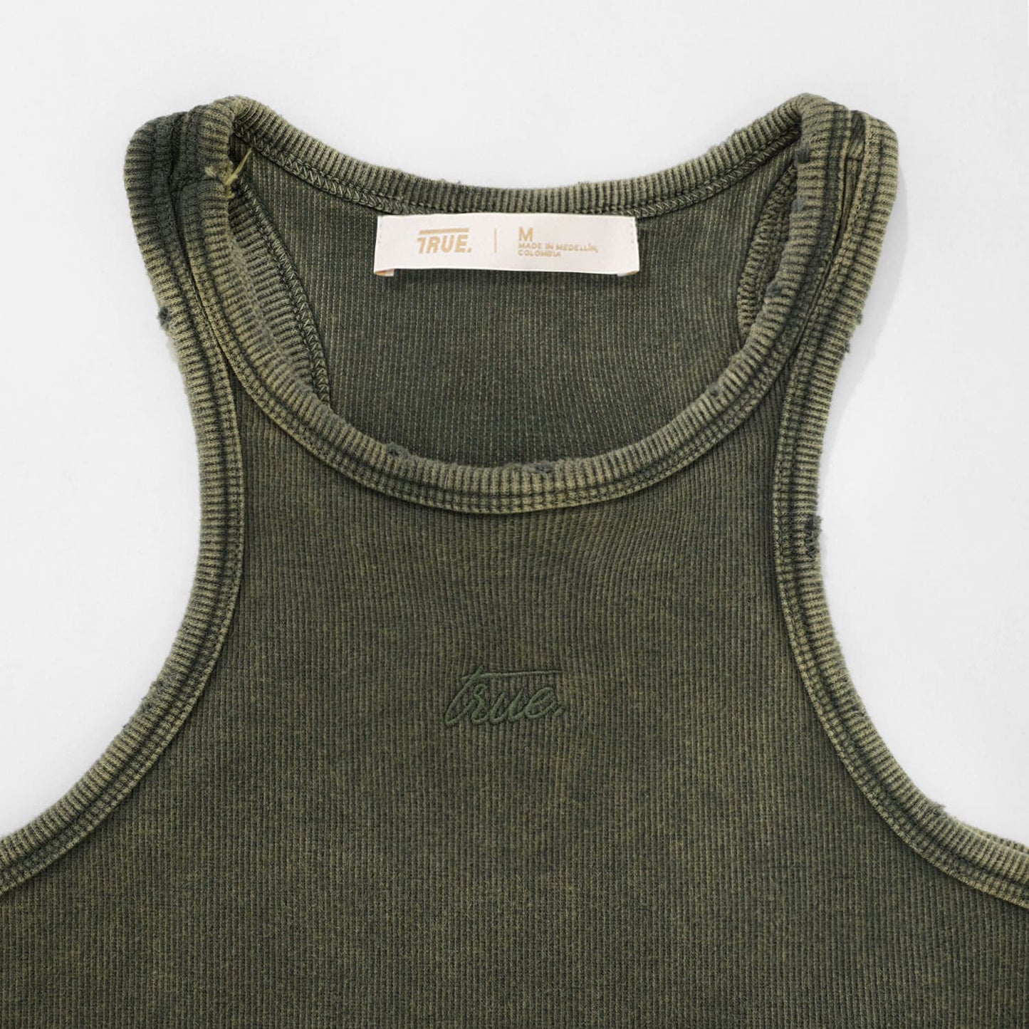 Core Ribbed Crop Tank Military Green