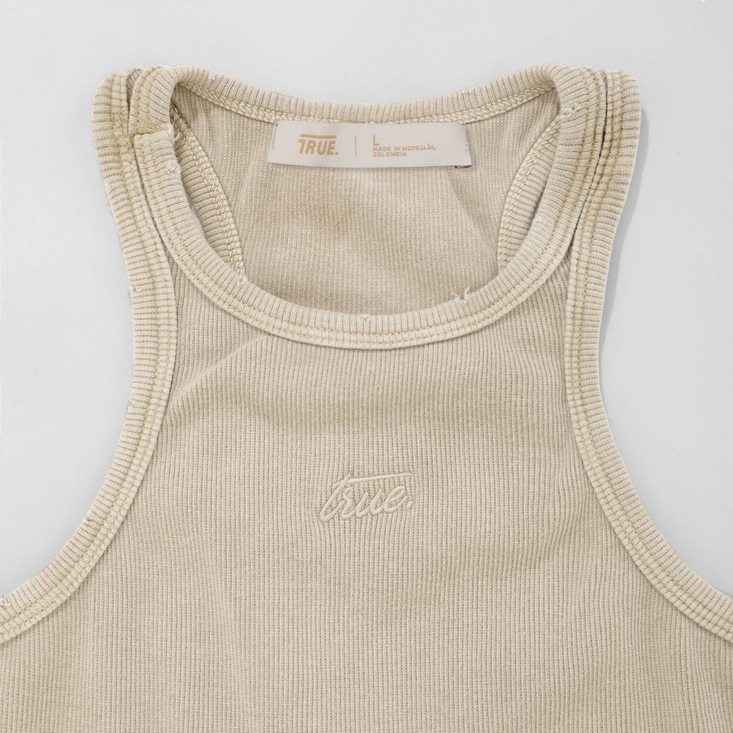 Core Ribbed Crop Tank Sand