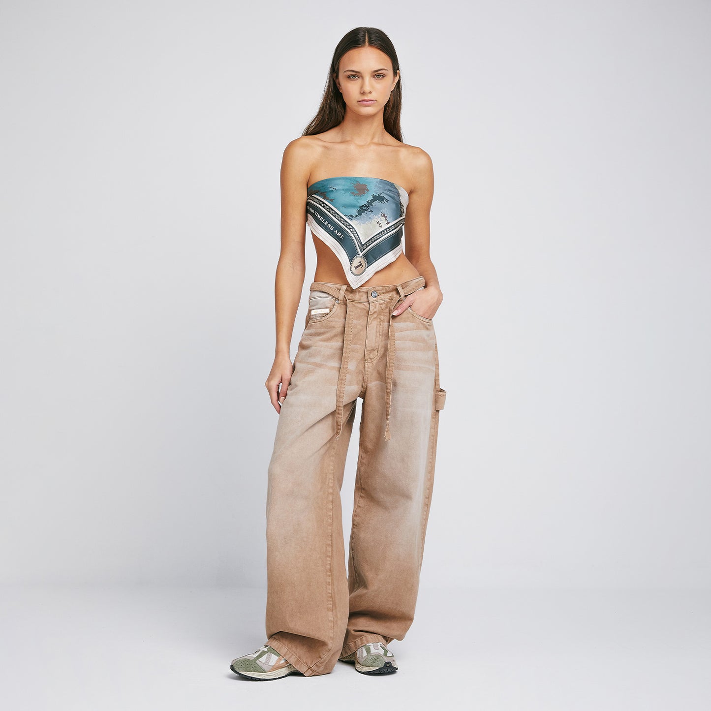 Dirty-Wash Mid-Rise Pants Sand