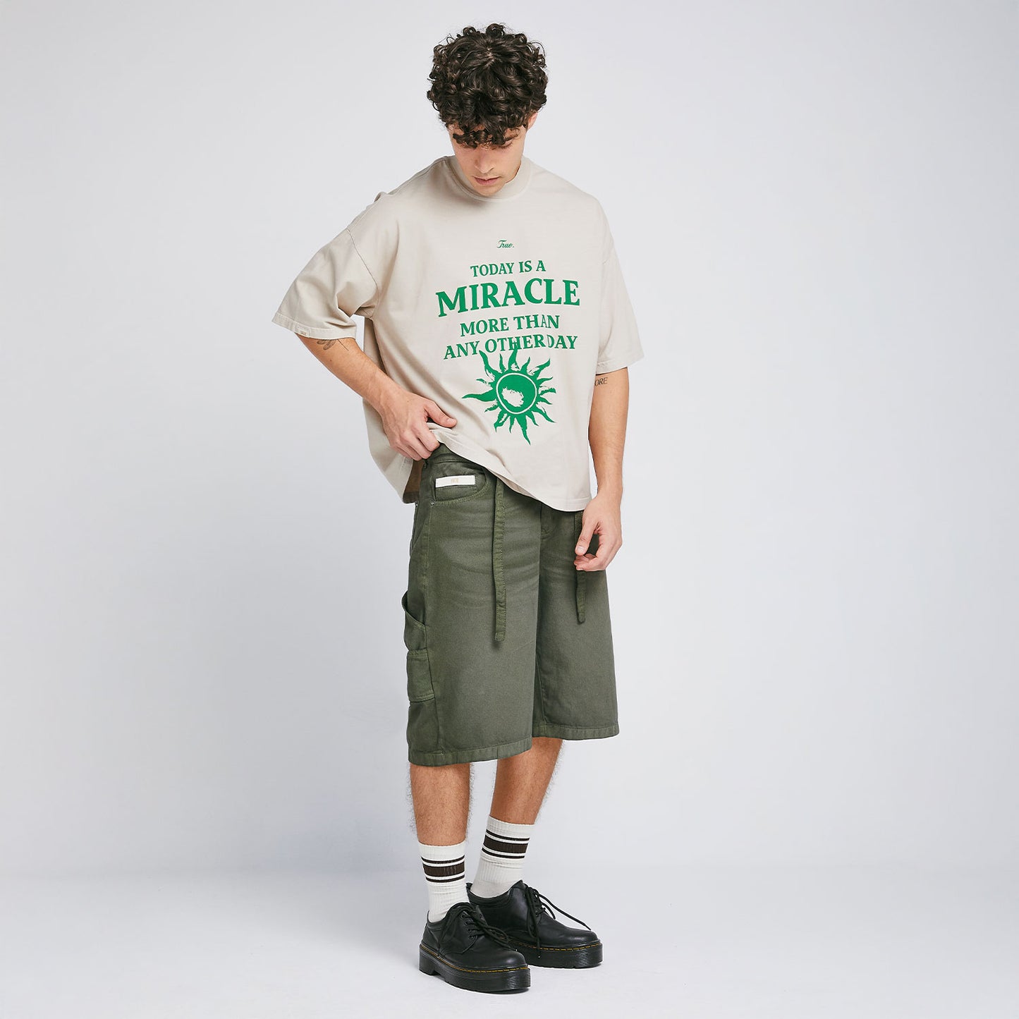 Dirty-Wash Jorts Military Green