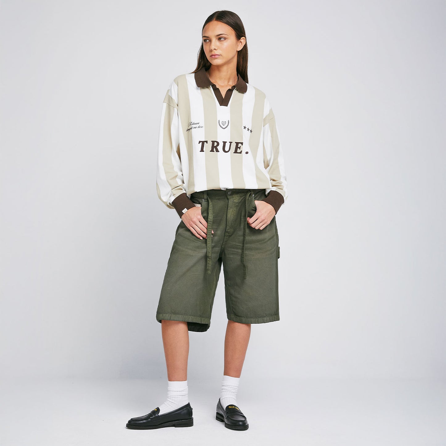 Dirty-Wash Jorts Military Green