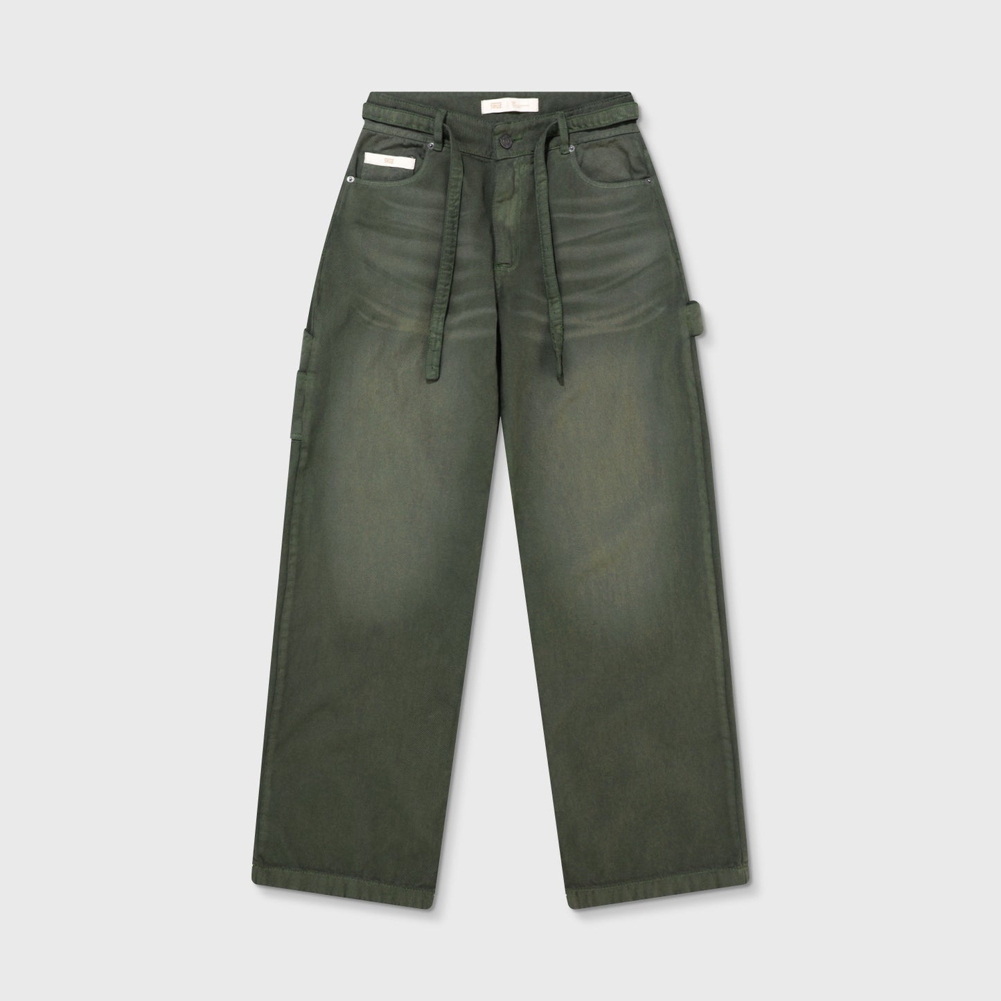 Dirty-Wash Low-Rise Pants Military Green