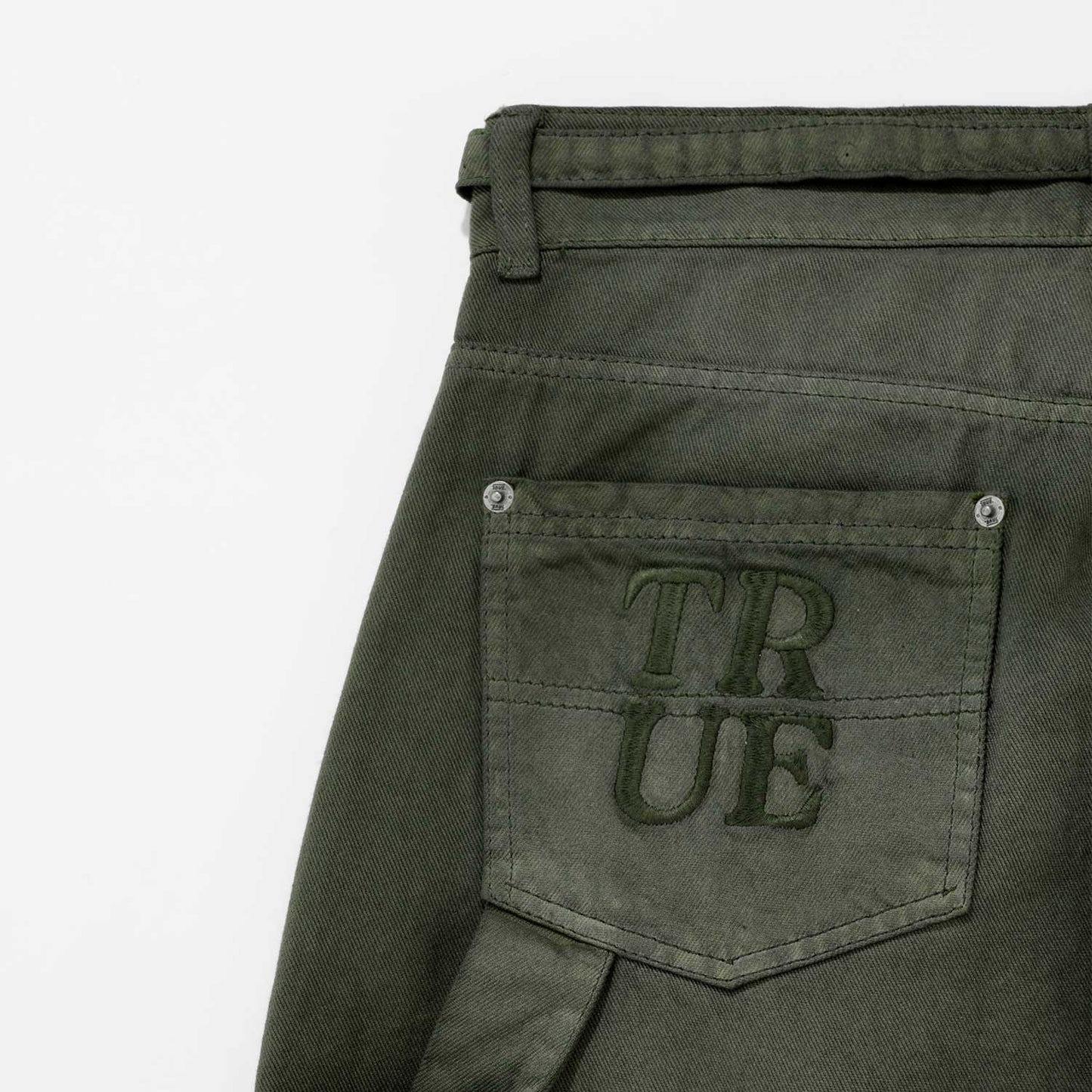 Dirty-Wash Low-Rise Pants Military Green