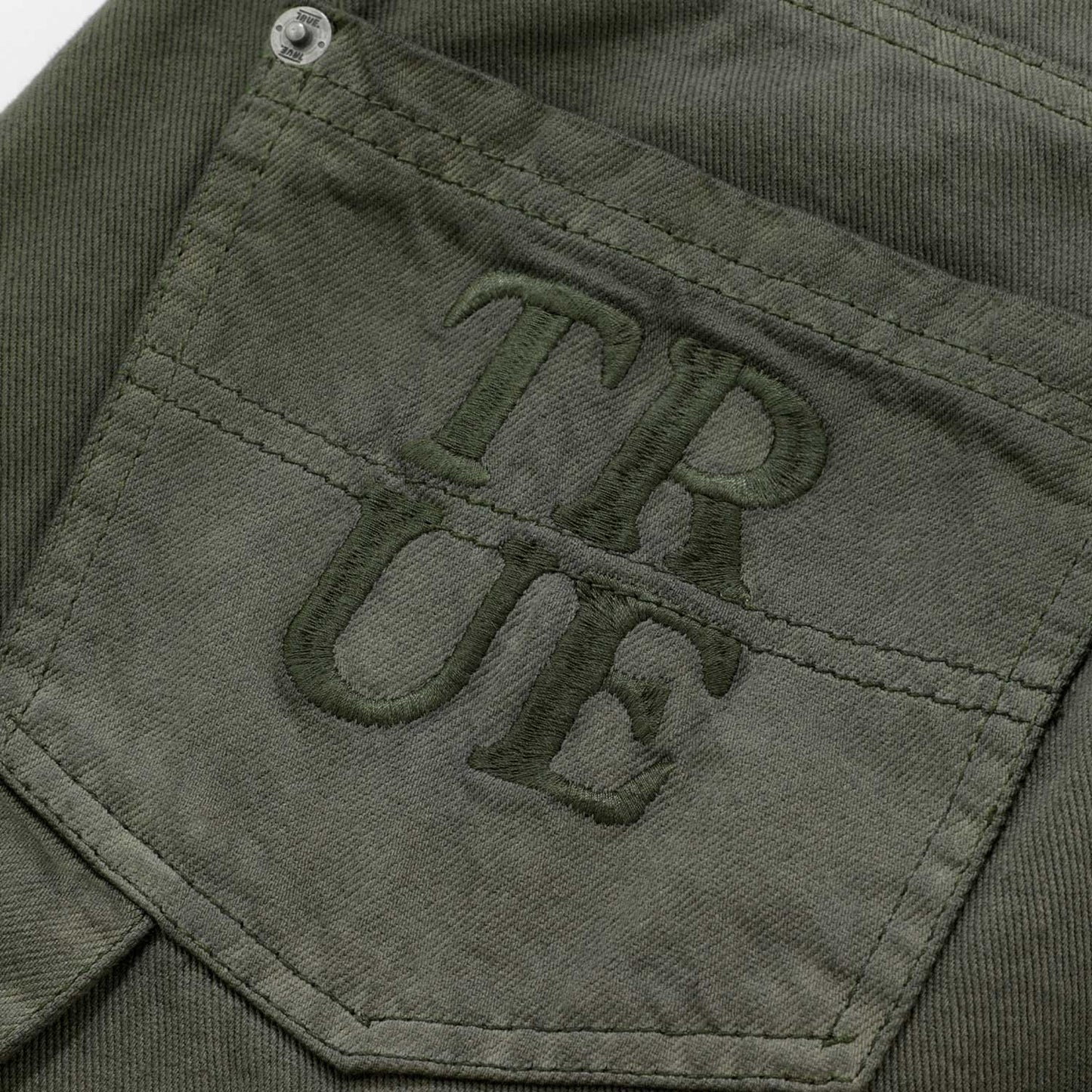 Dirty-Wash Low-Rise Pants Military Green