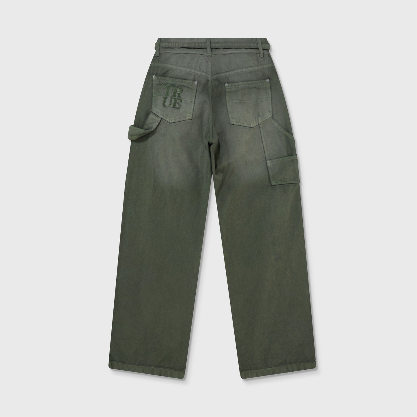 Dirty-Wash Low-Rise Pants Military Green