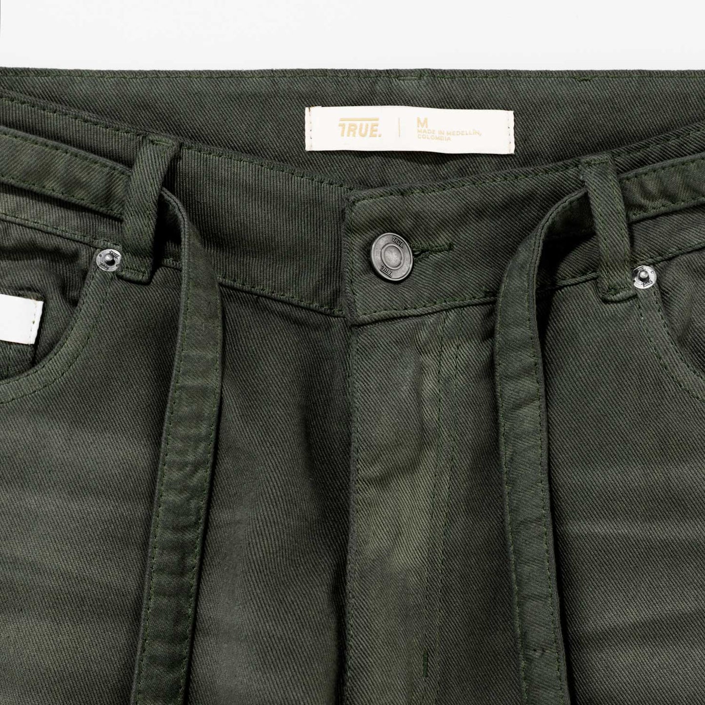 Dirty-Wash Low-Rise Pants Military Green