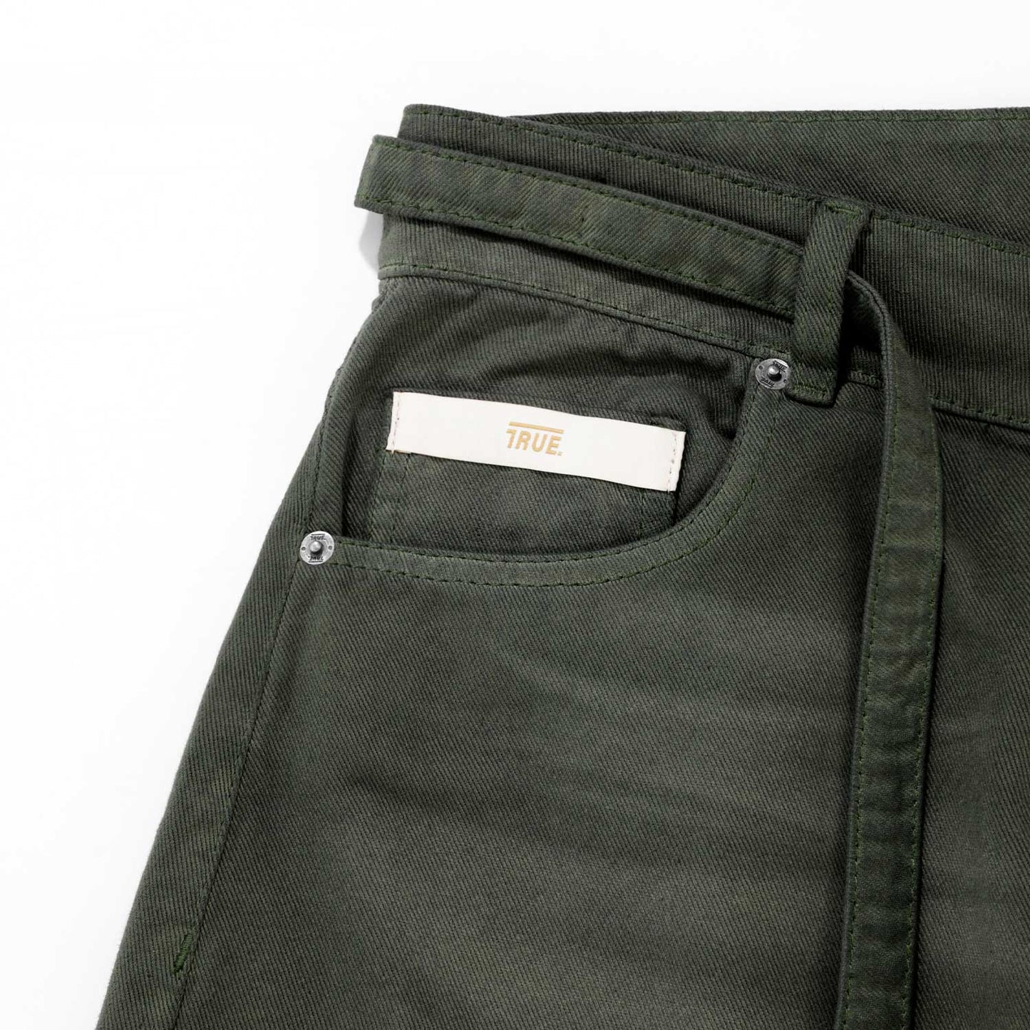 Dirty-Wash Low-Rise Pants Military Green