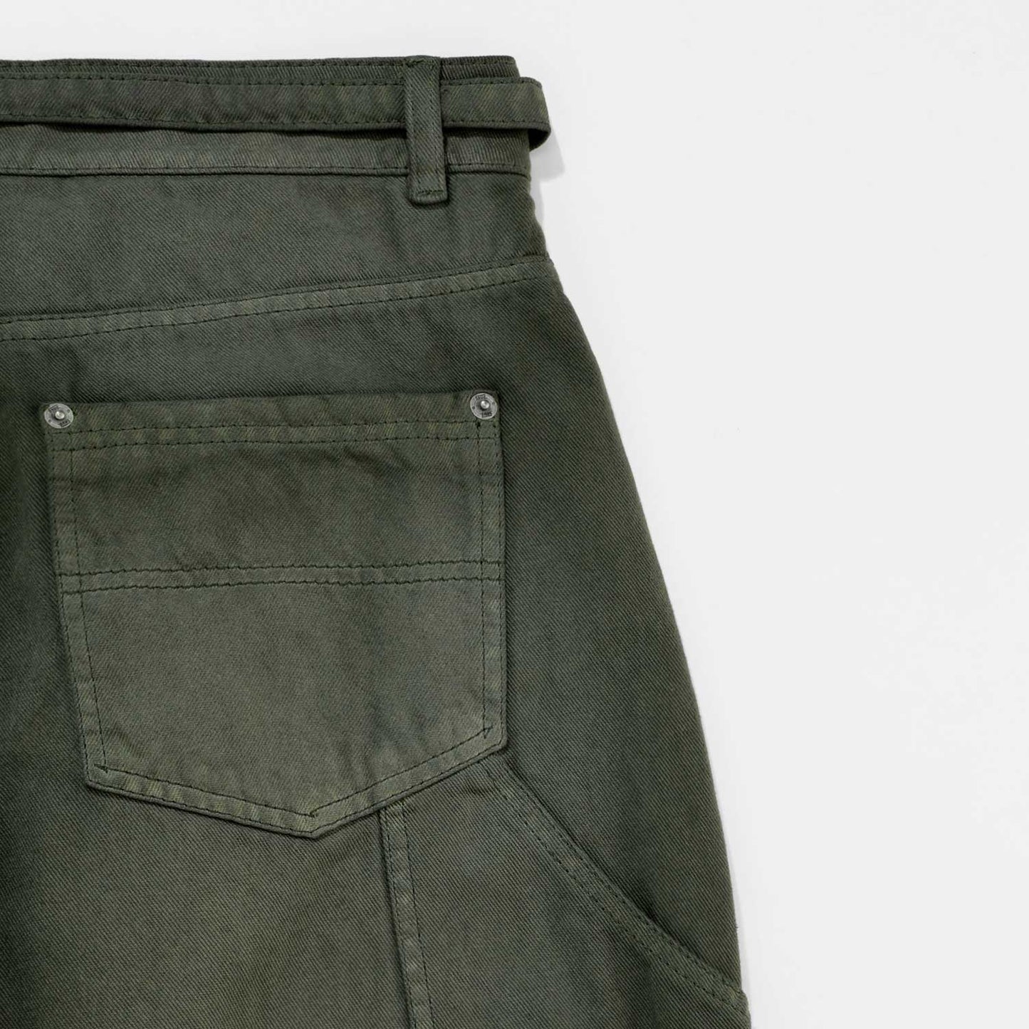 Dirty-Wash Low-Rise Pants Military Green