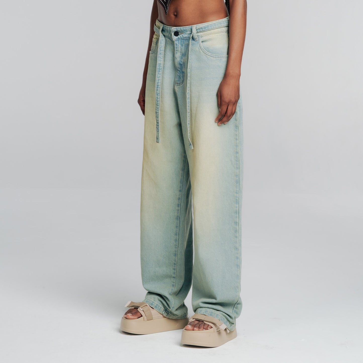 Dirty Wide-Leg Jeans Blue