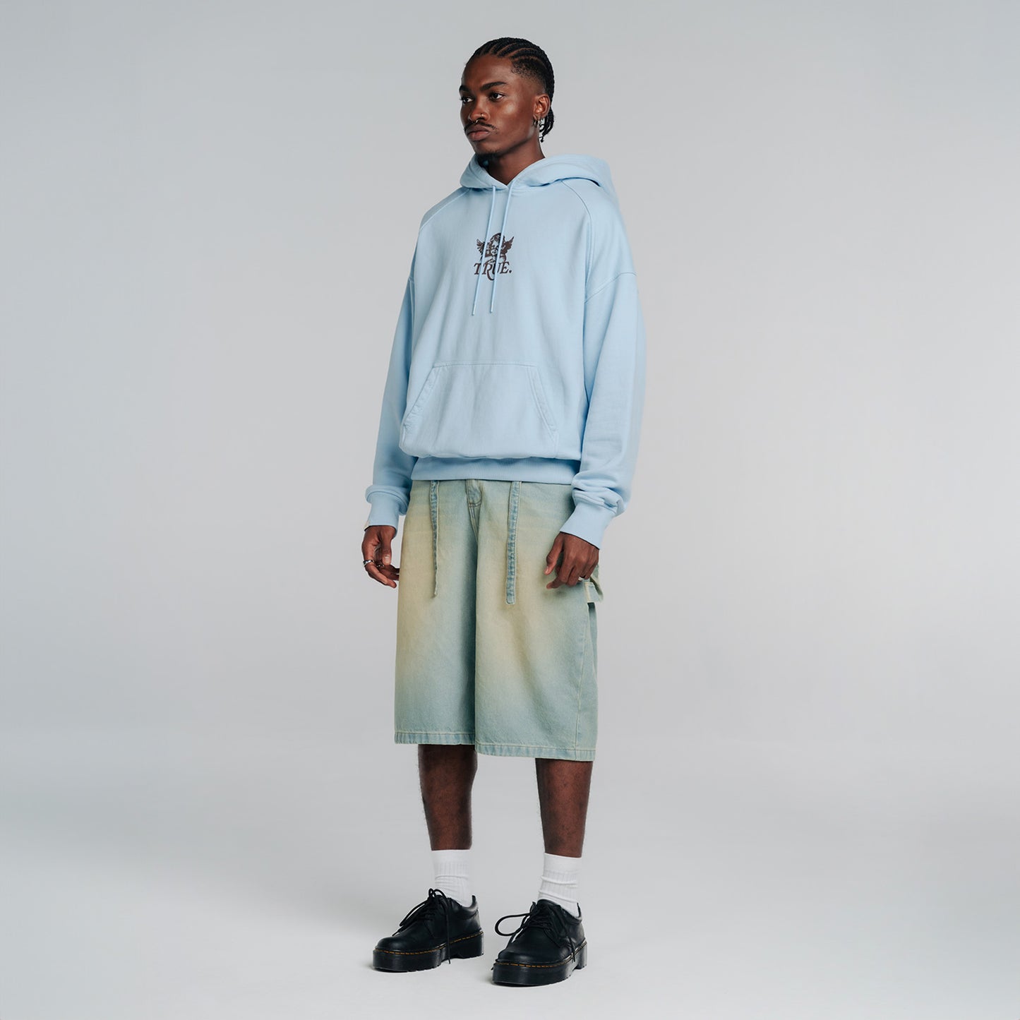 Dirty Wide-Leg Jorts Blue