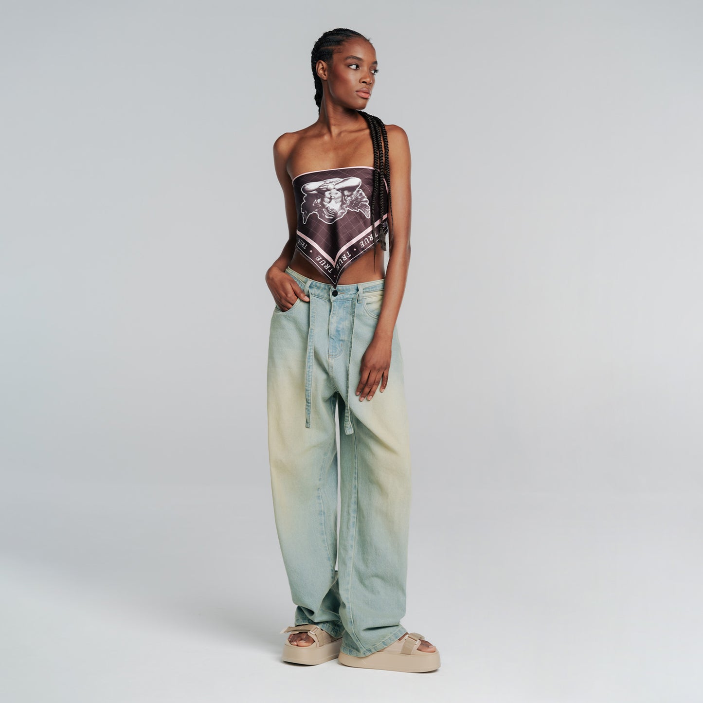 Dirty Wide-Leg Jeans Blue