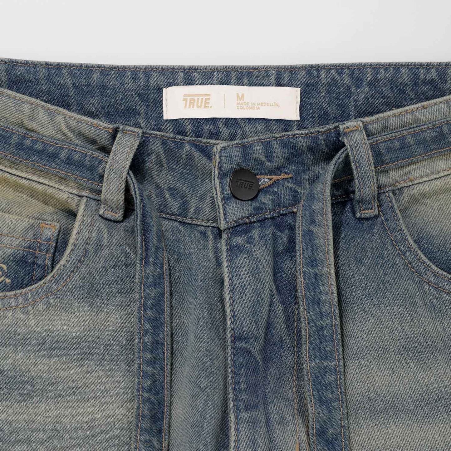 Dirty Wide-Leg Jeans Dark Blue
