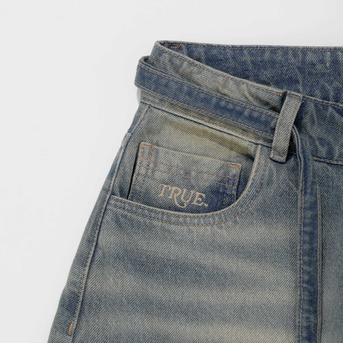 Dirty Wide-Leg Jeans Dark Blue