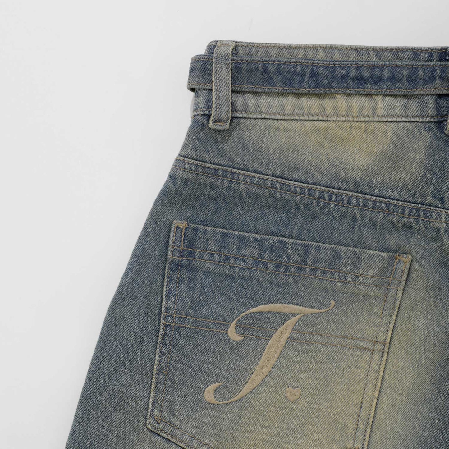 Dirty Wide-Leg Jeans Dark Blue