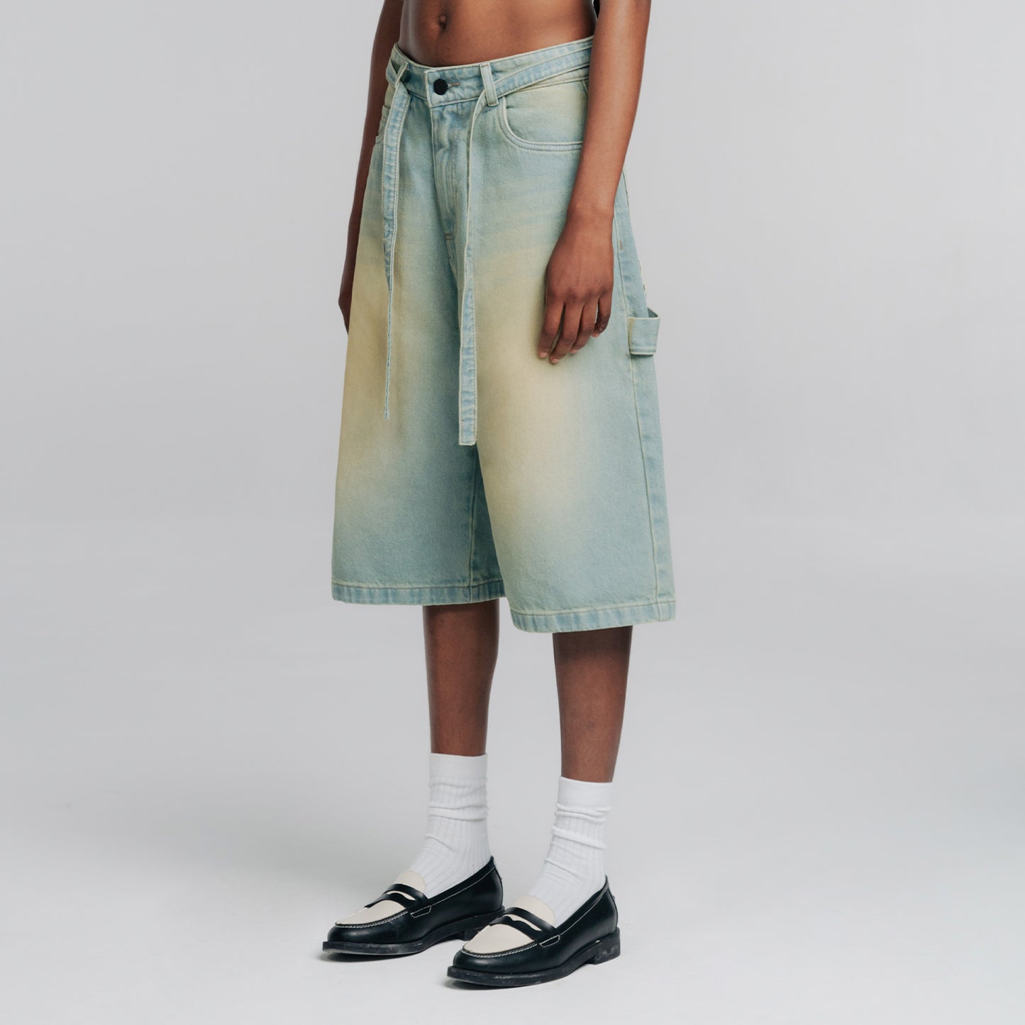 Dirty Wide-Leg Jorts Blue