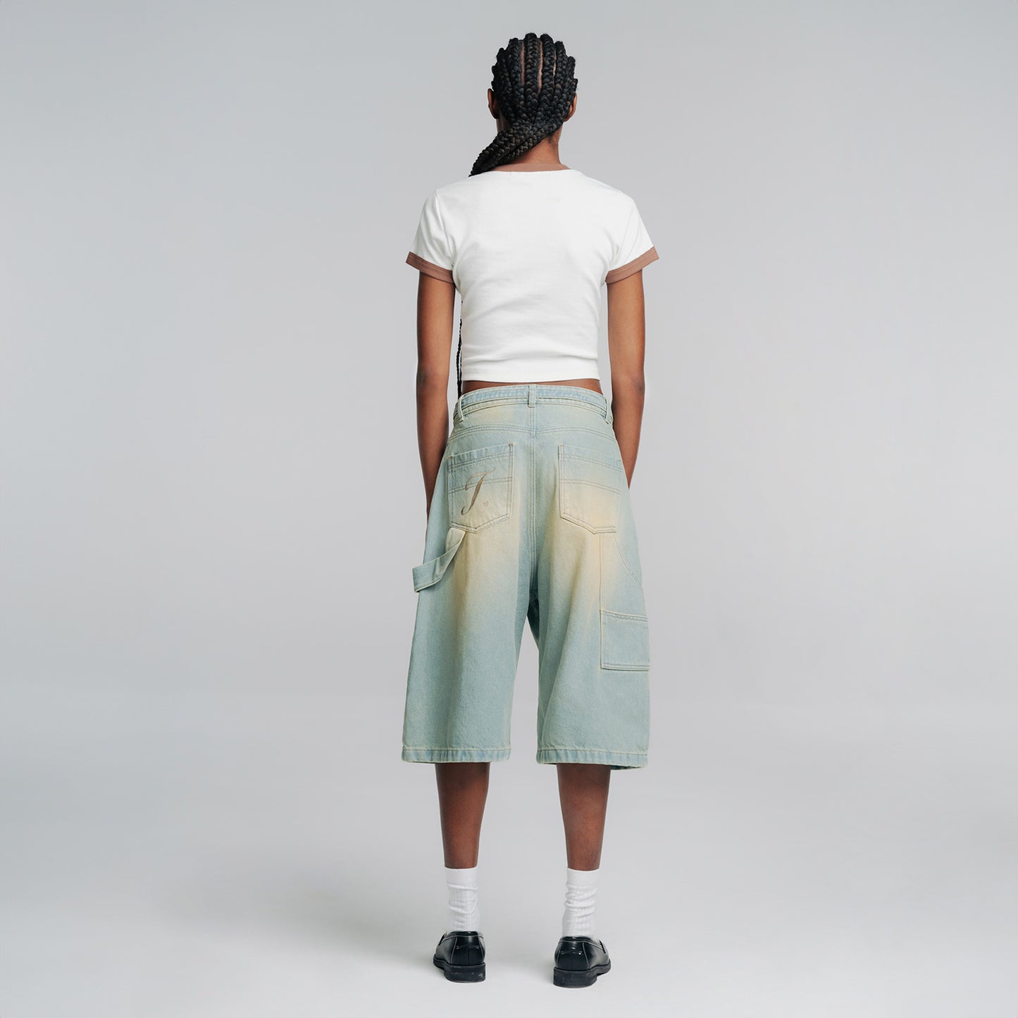 Dirty Wide-Leg Jorts Blue