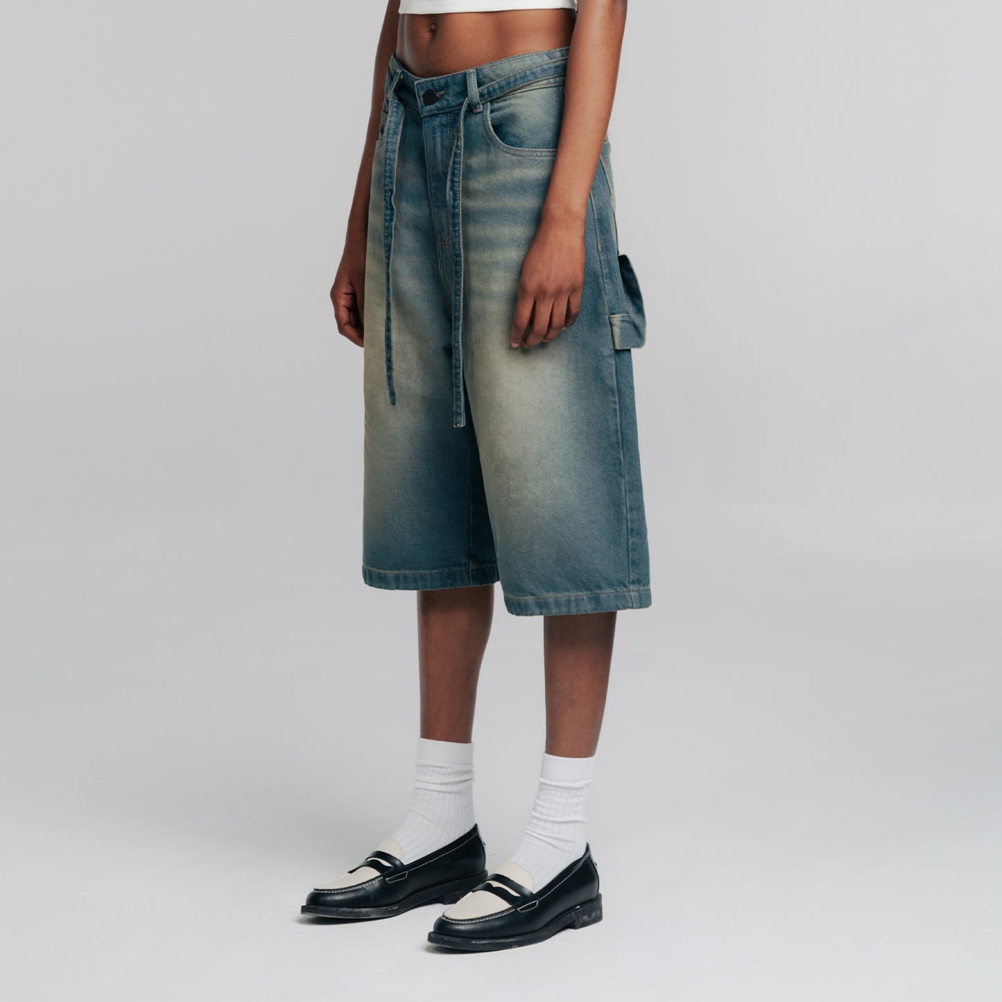 Dirty Wide-Leg Jorts Dark Blue