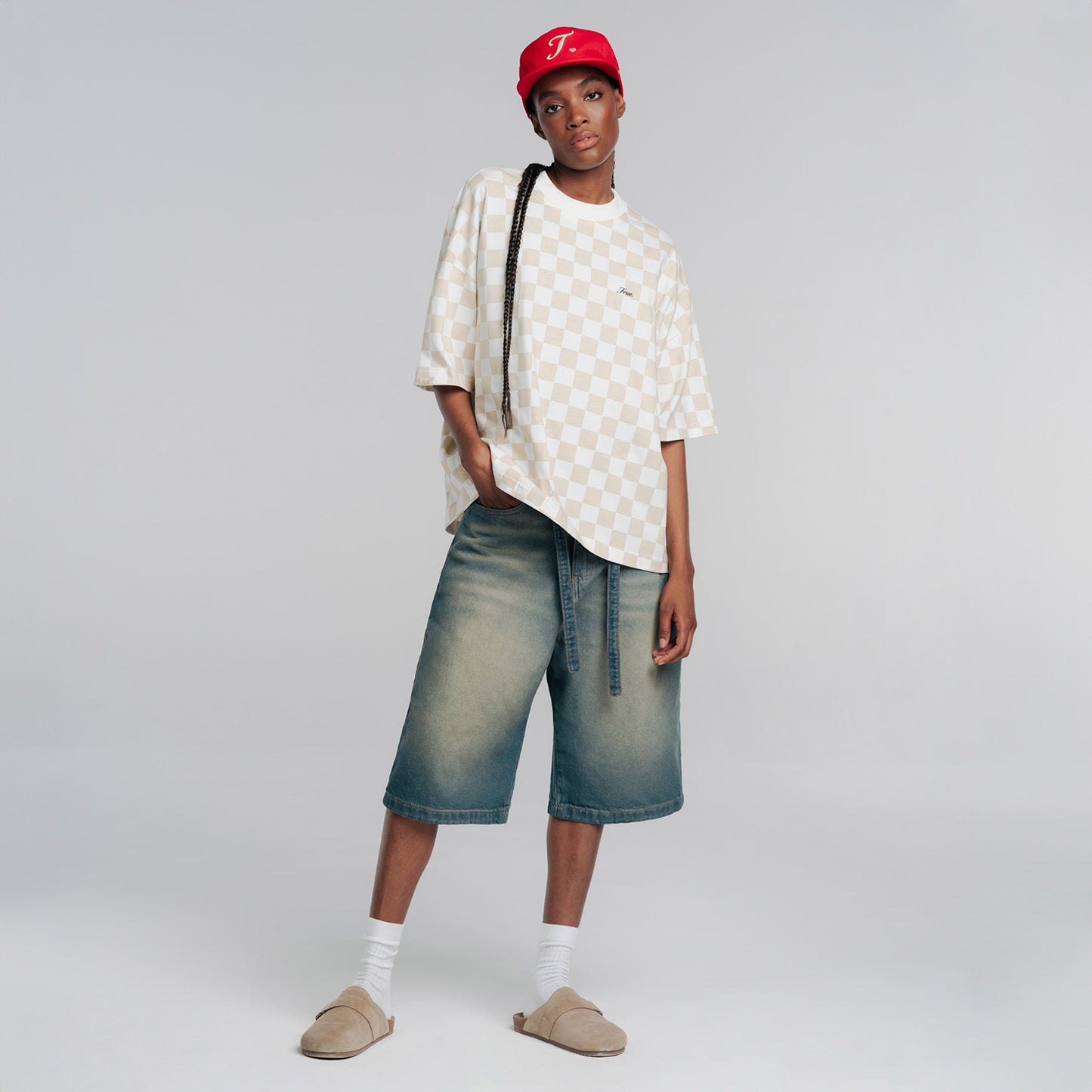 Dirty Wide-Leg Jorts Dark Blue