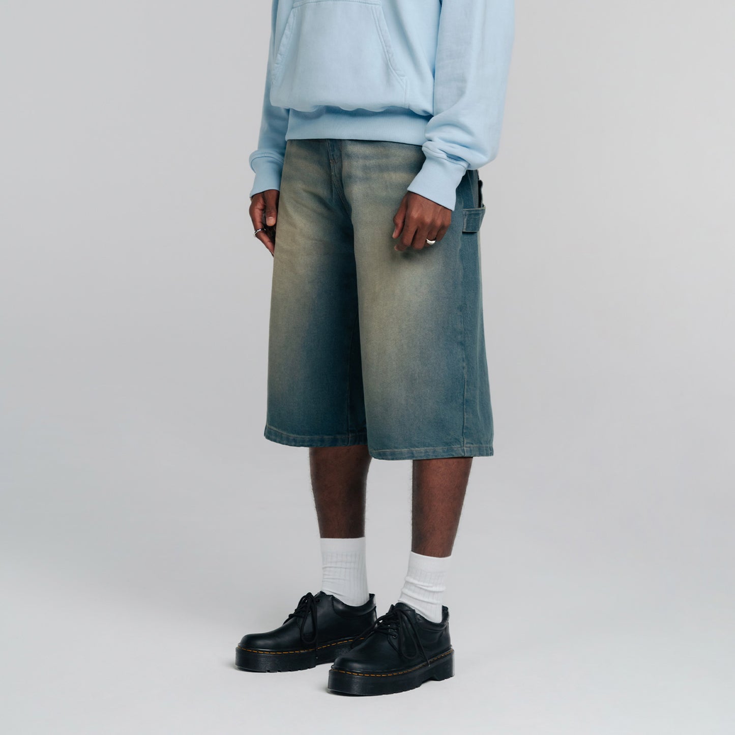 Dirty Wide-Leg Jorts Dark Blue
