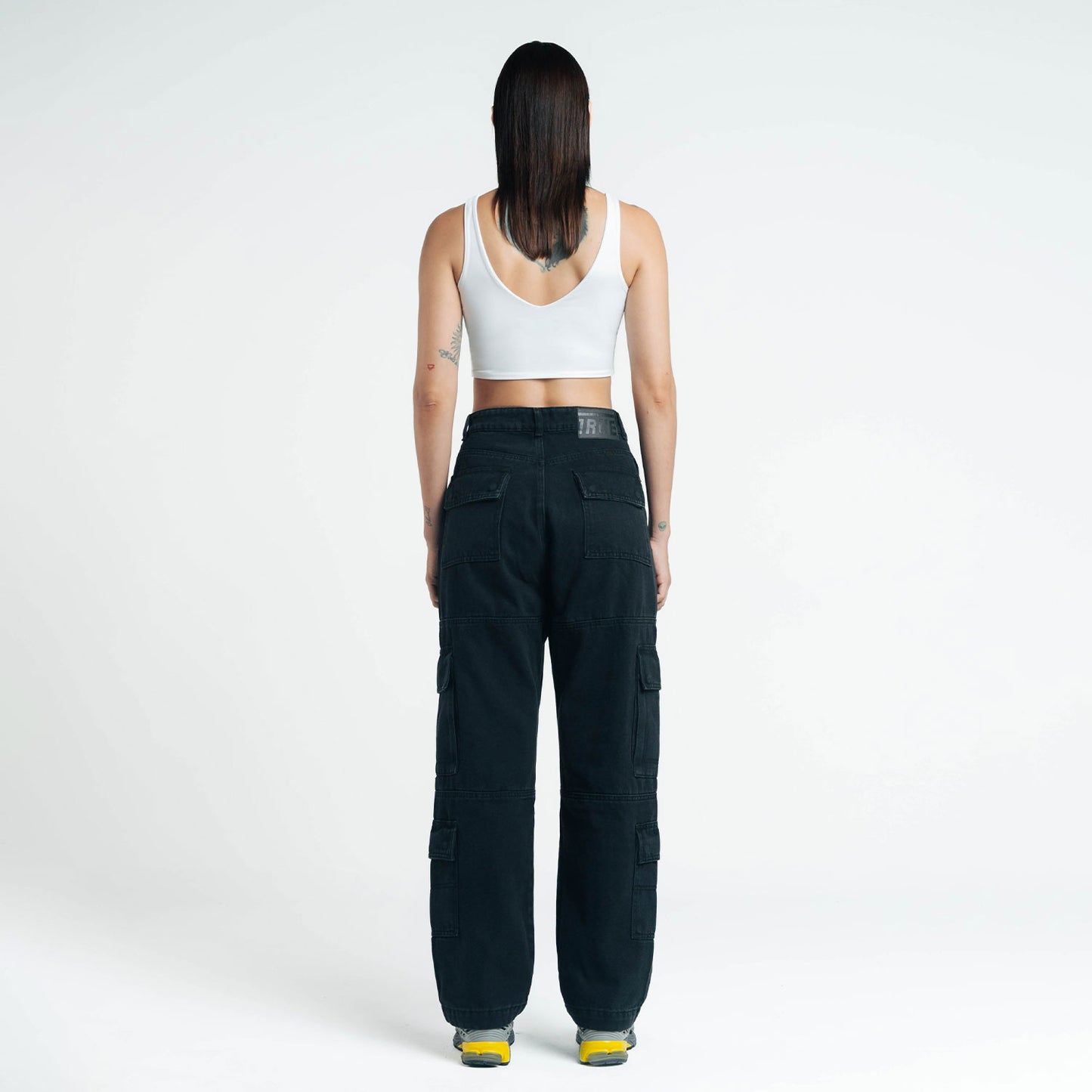 Pantalon Cargo Denim Bota Recta Negro