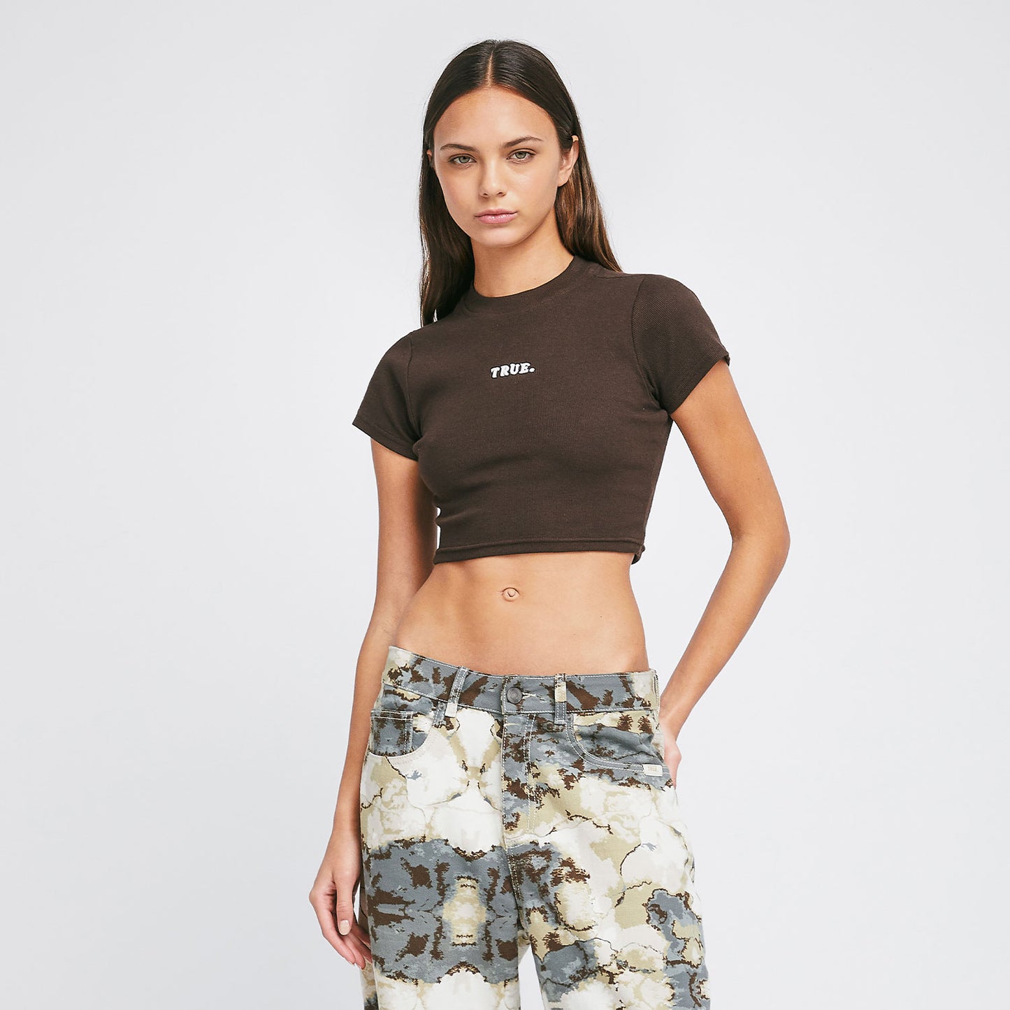 Ribbed Slim Tee Brown