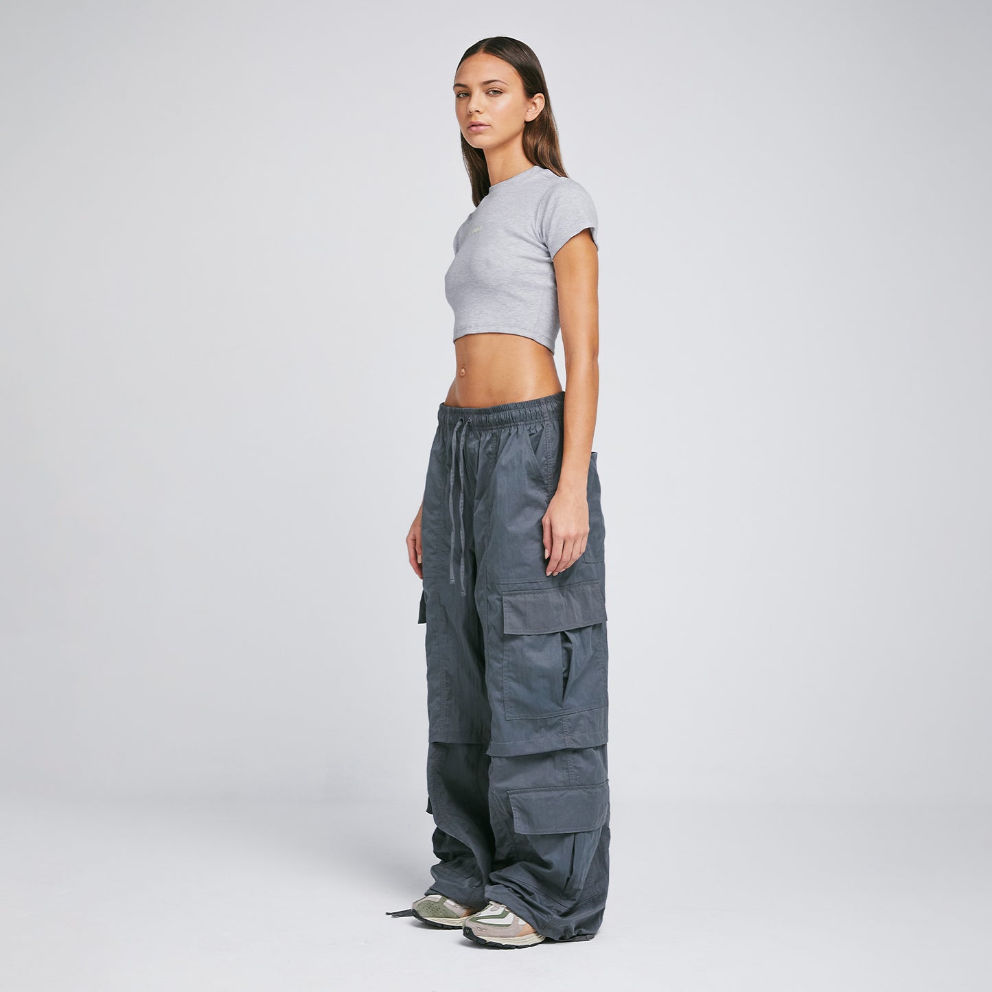 Ribbed Slim Tee Gray