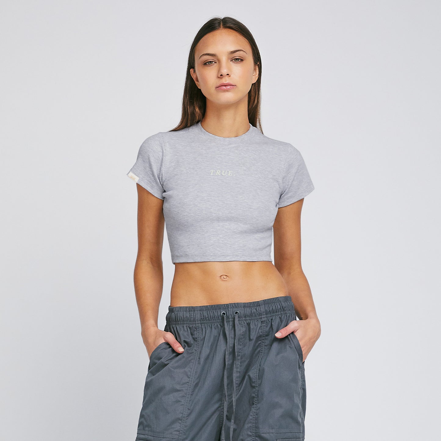 Ribbed Slim Tee Gray