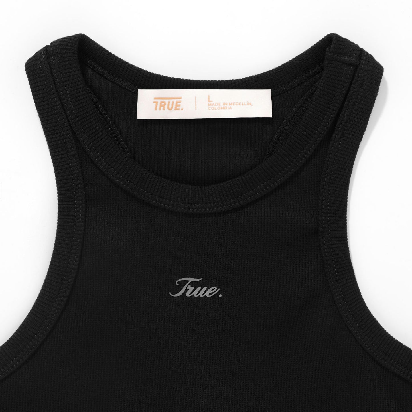 Signature Ribbed Cropped Tank Black