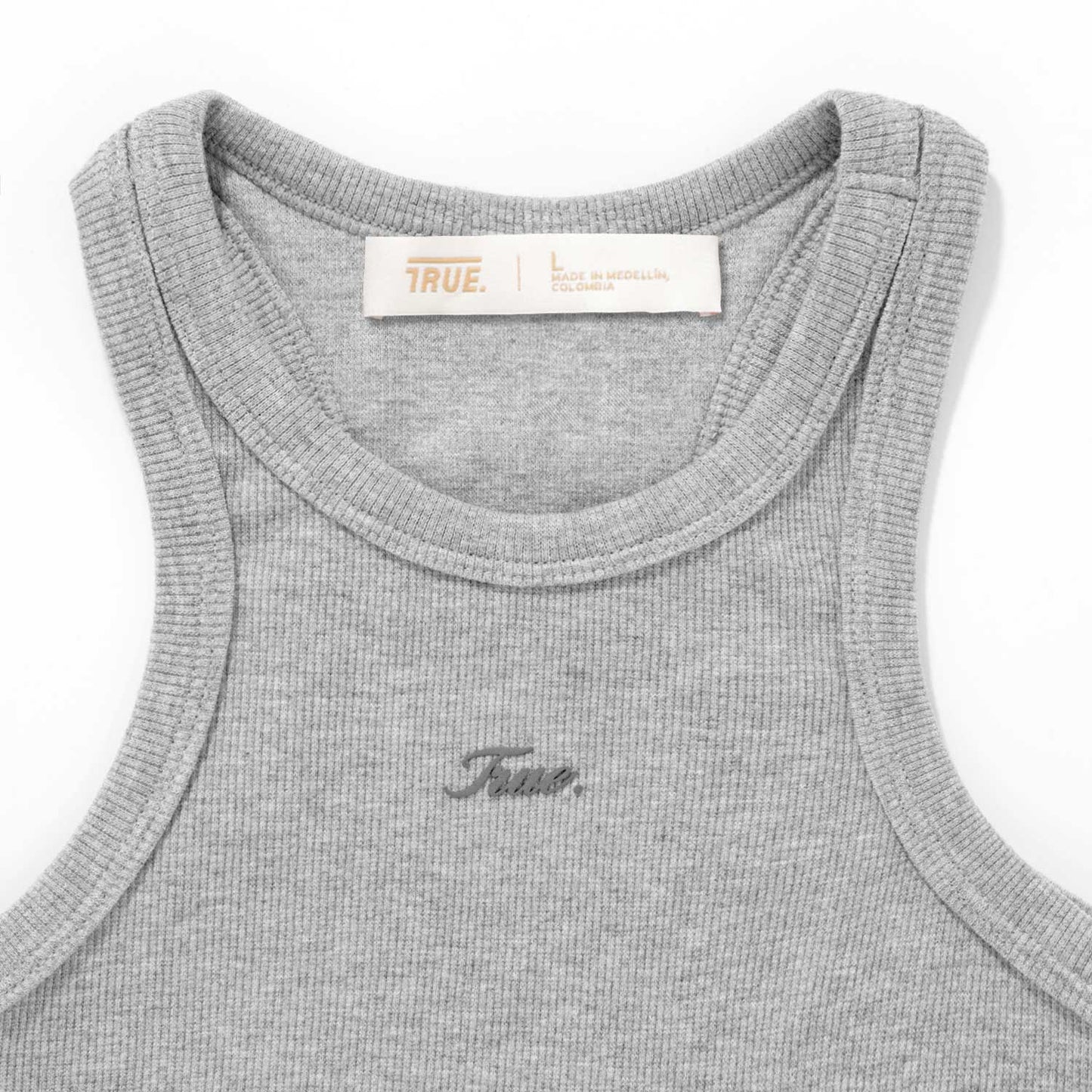 Signature Ribbed Cropped Tank Grey