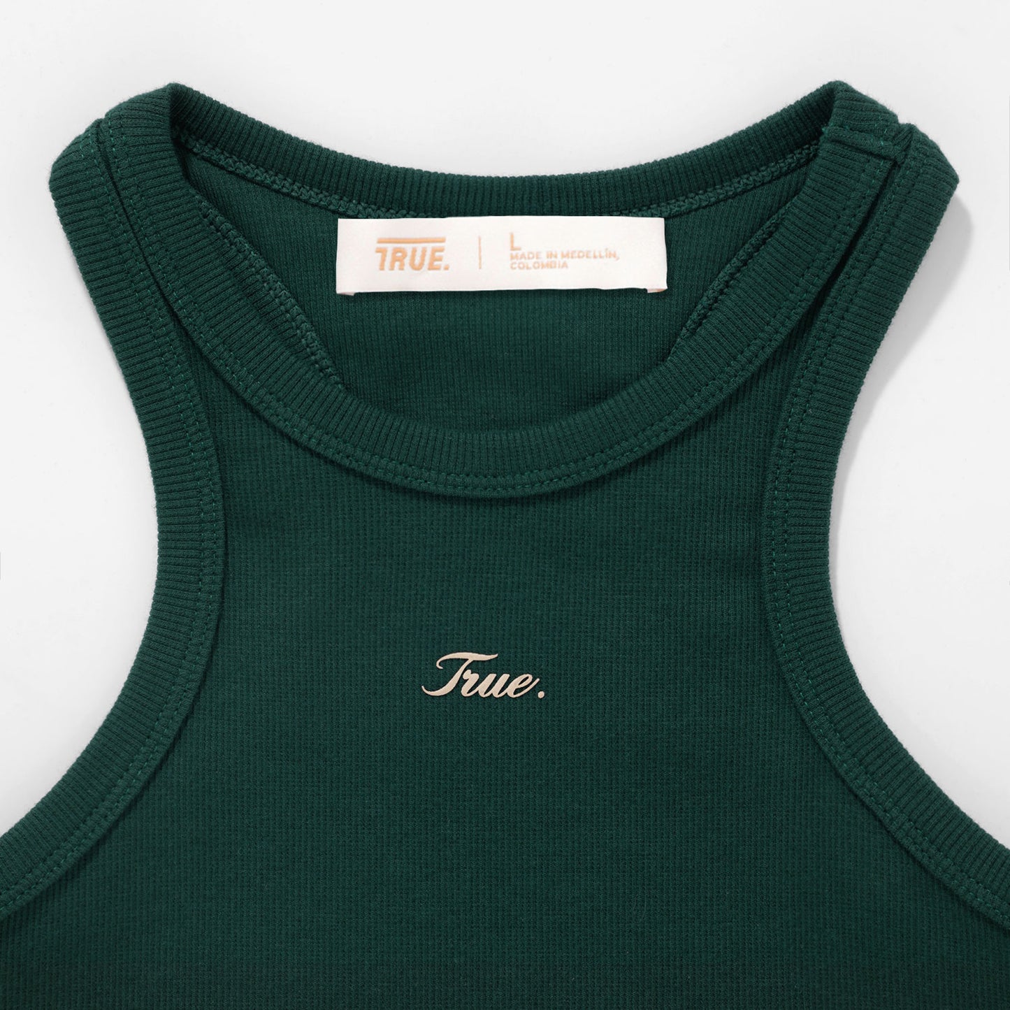 Signature Ribbed Cropped Tank Pine Green
