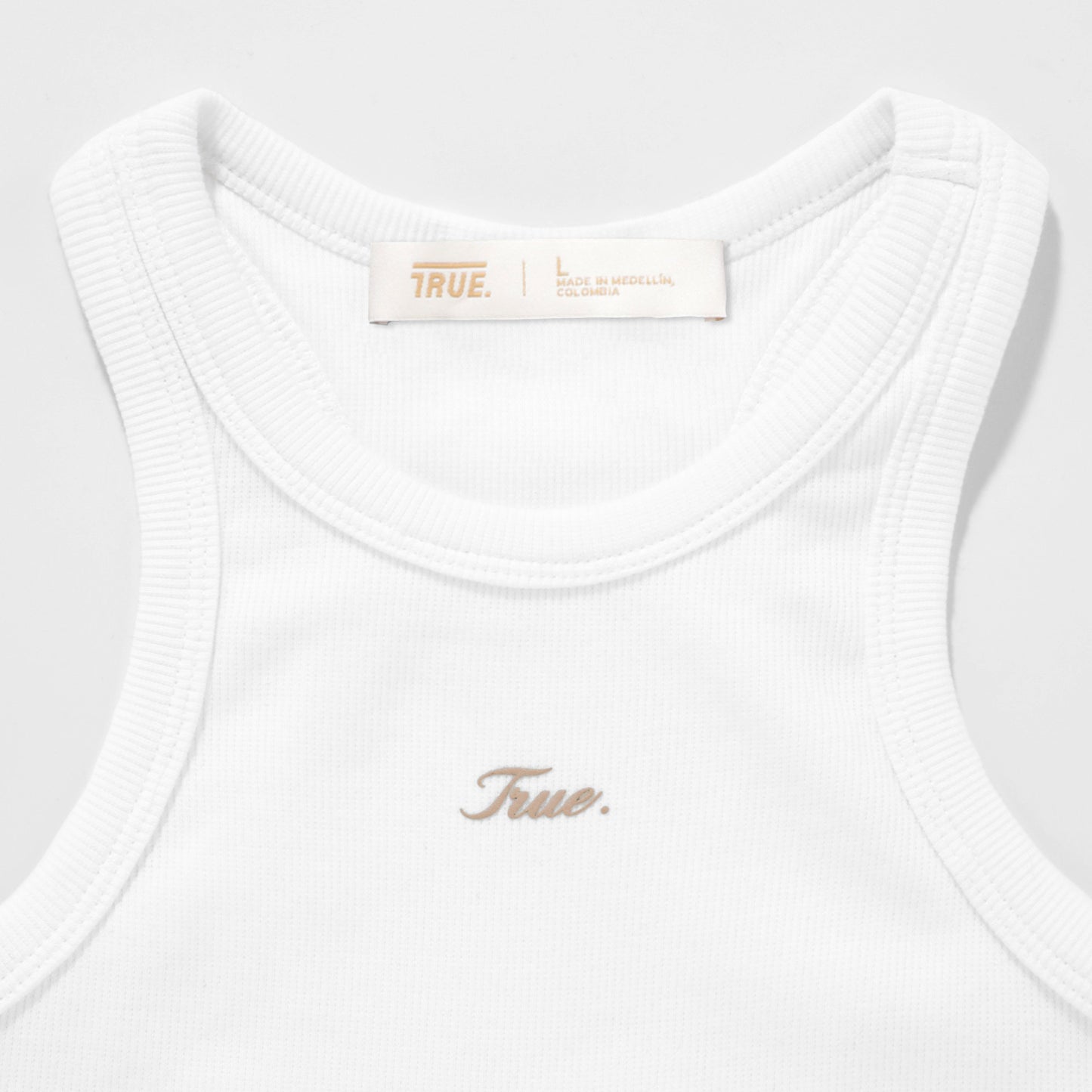 Signature Ribbed Cropped Tank White