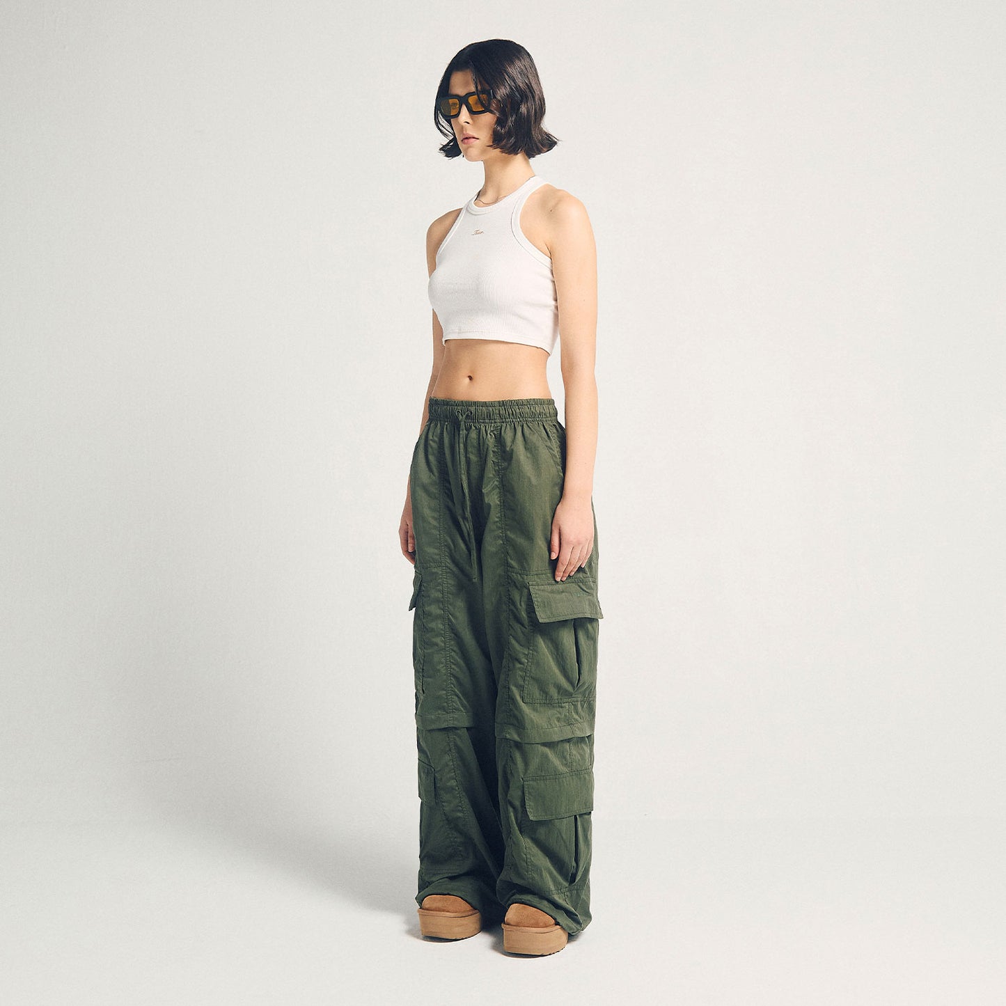 Signature Ribbed Cropped Tank White