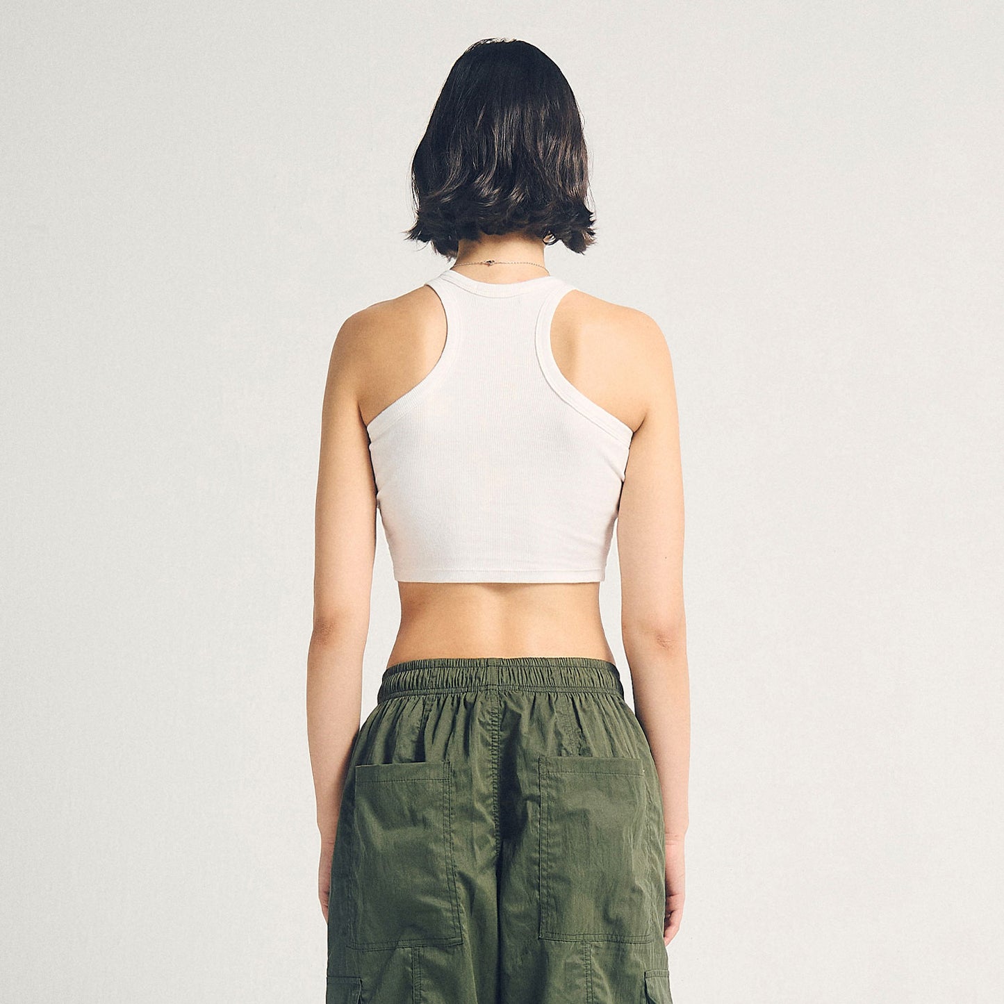 Signature Ribbed Cropped Tank White