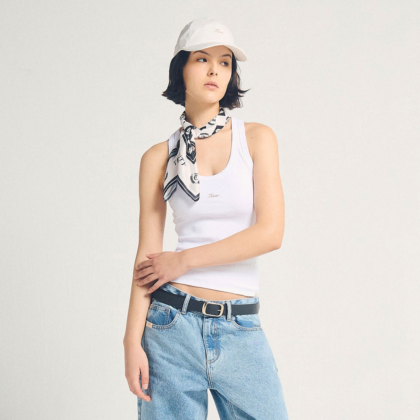 Signature Ribbed Tank Top White