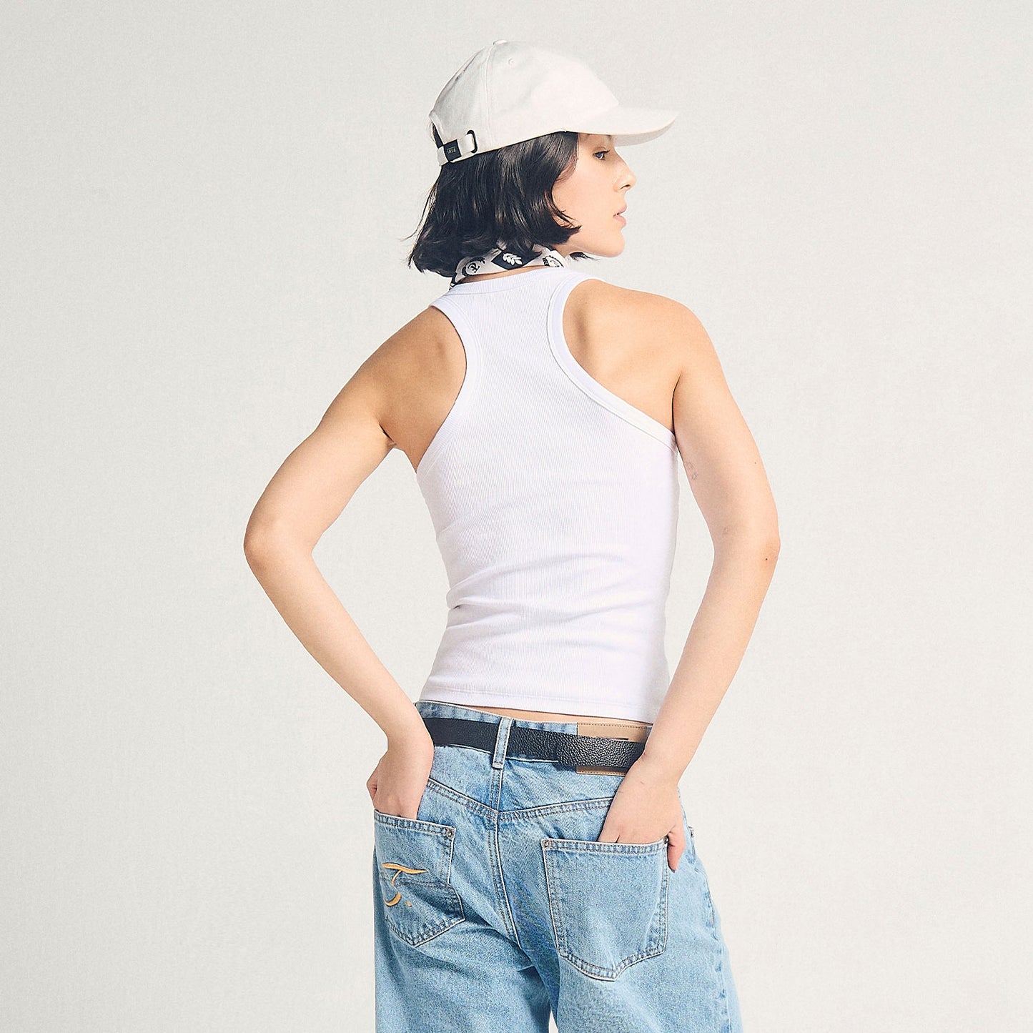 Signature Ribbed Tank Top White
