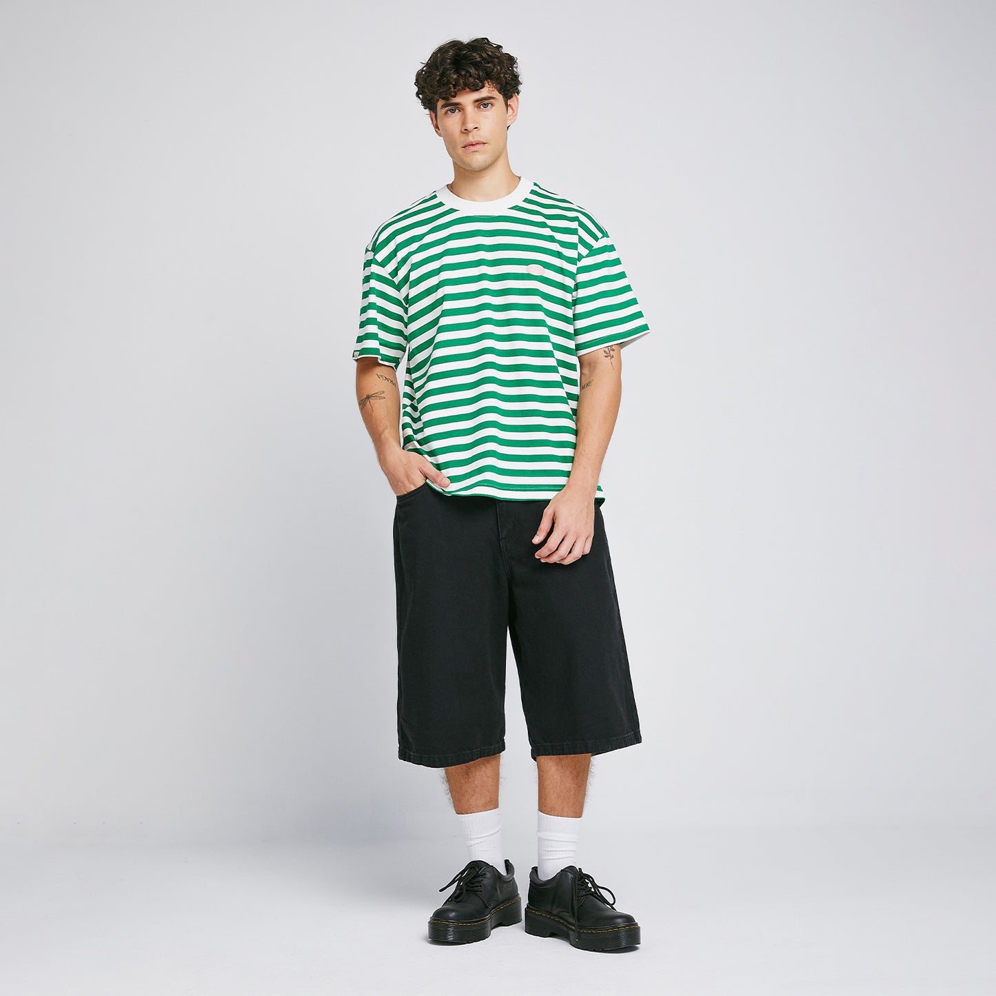 Striped No Fear Tee Green