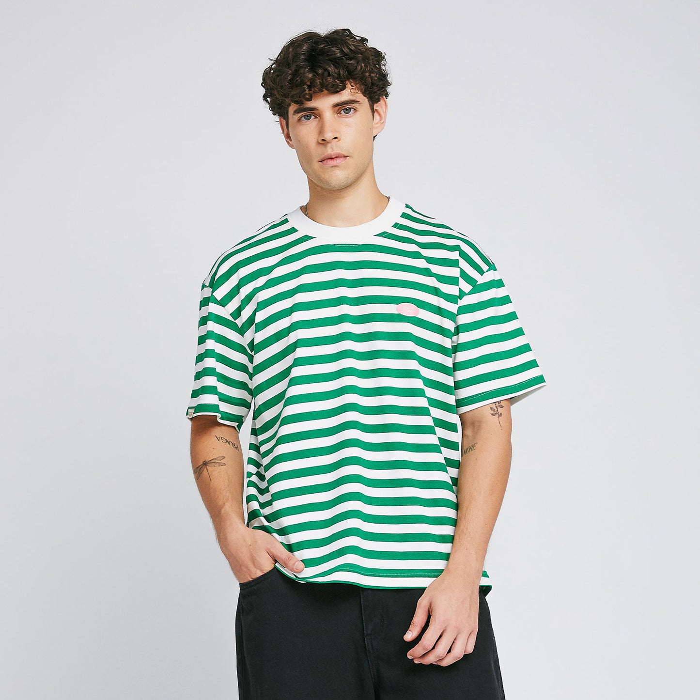 Striped No Fear Tee Green