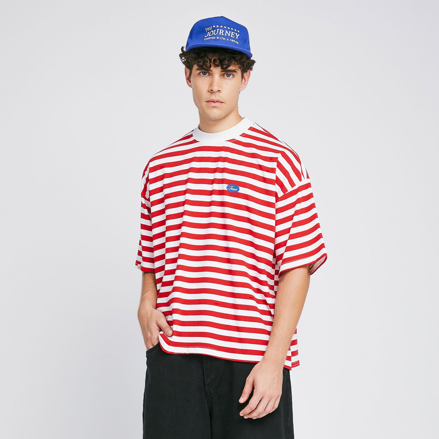 Striped No Fear Tee Red