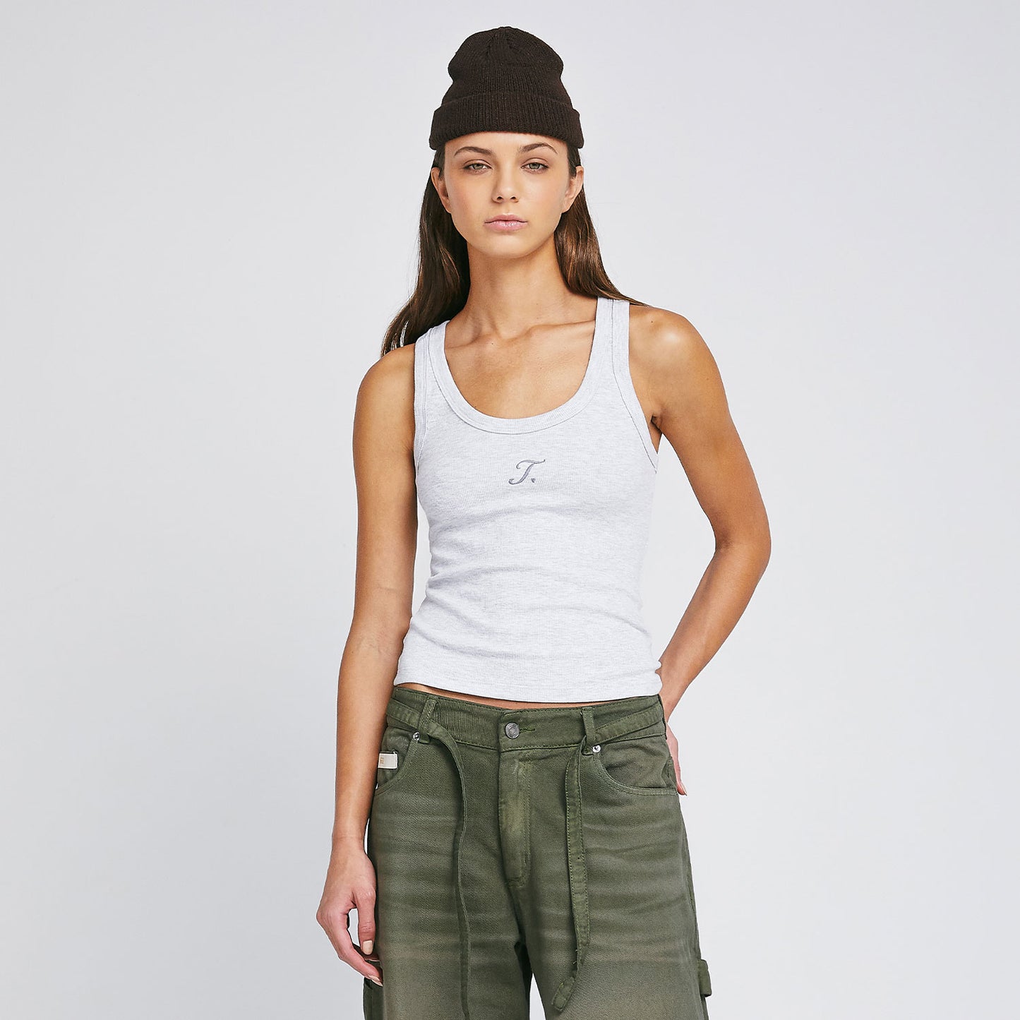 The Journey Ribbed Tank Top Grey