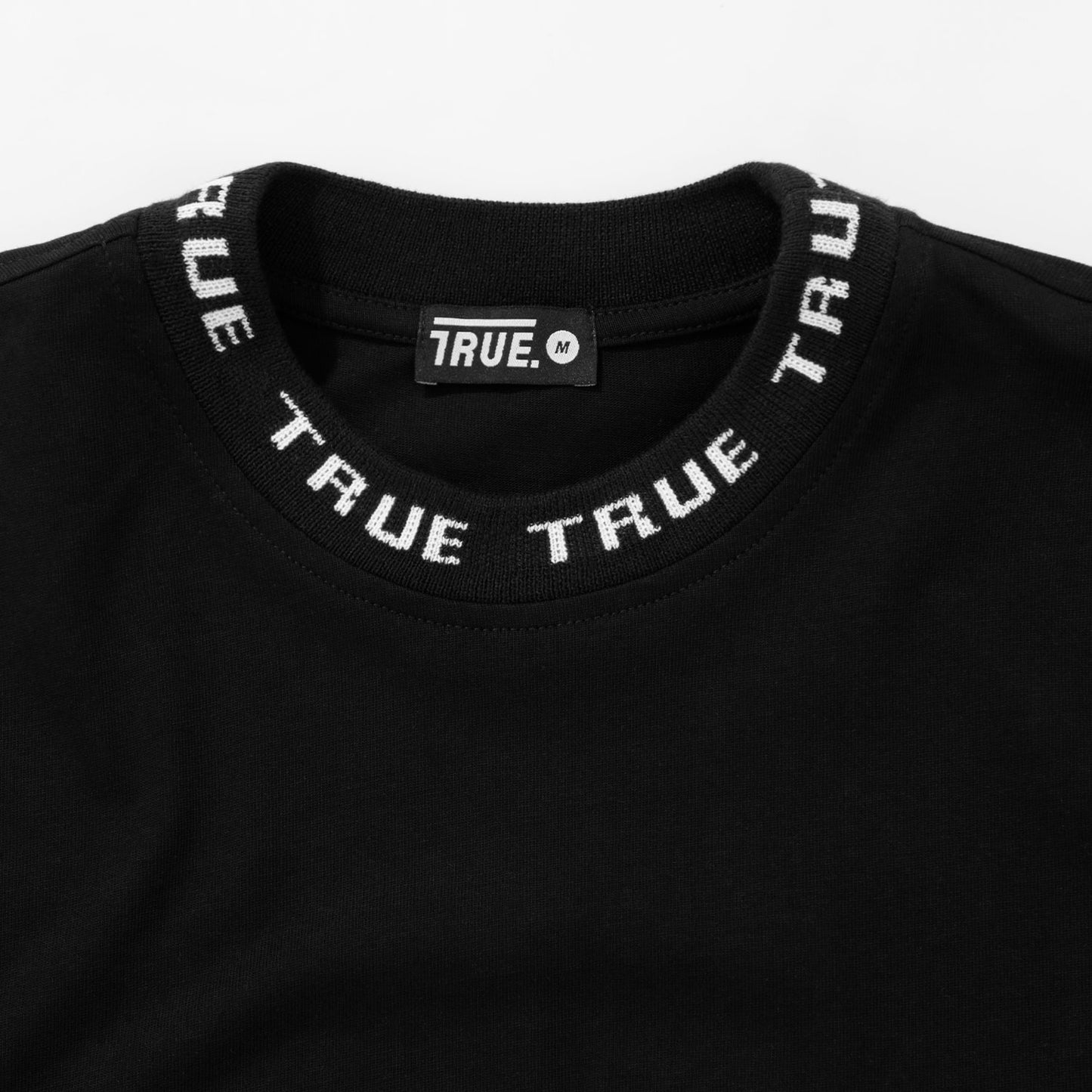 Knit Collar Oversized Tee Black
