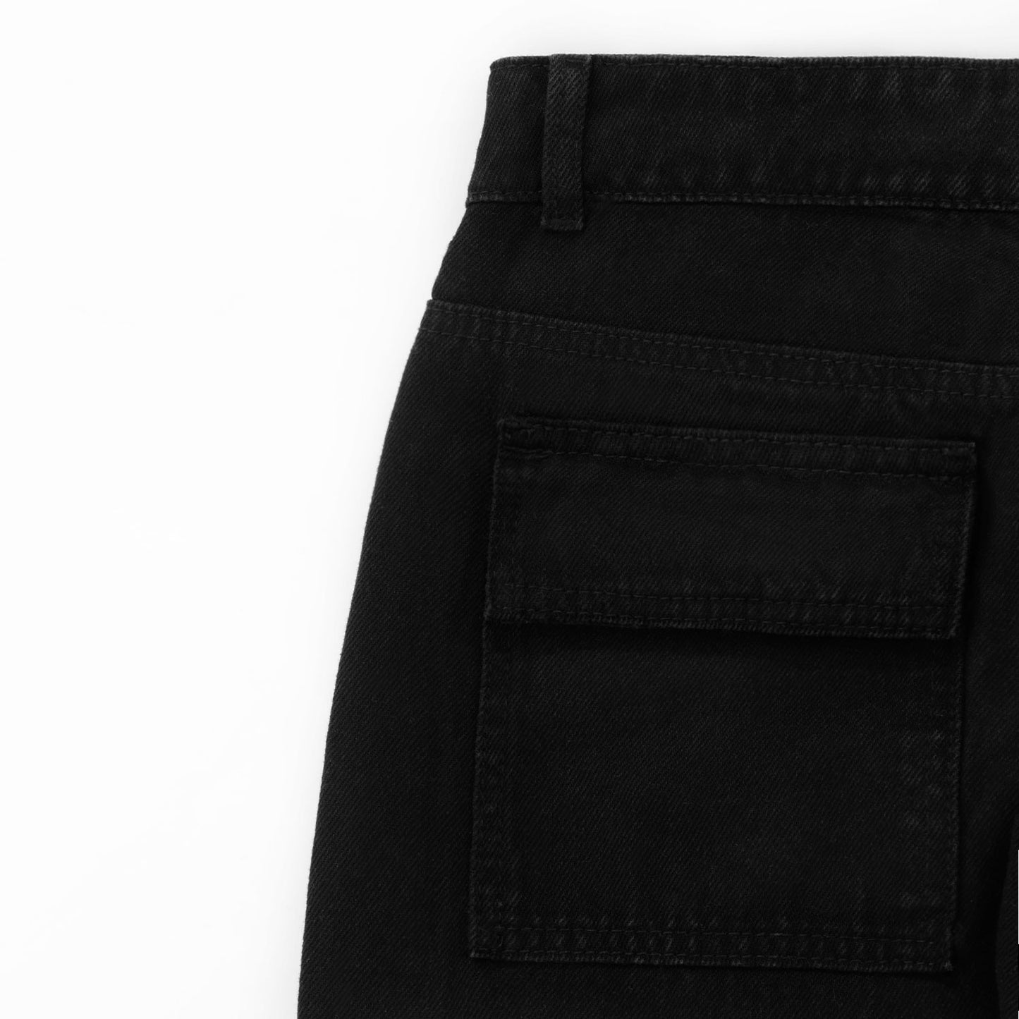 Pantalon Cargo Denim Bota Recta Negro