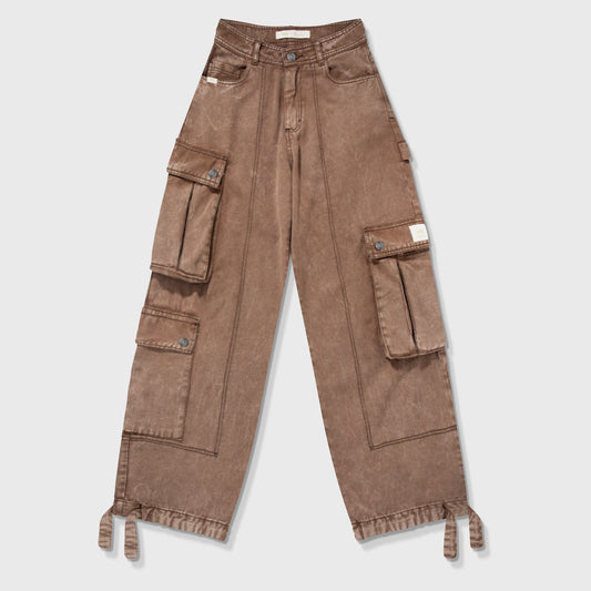 Cargo Multi-Pocket Pants Washed Brown