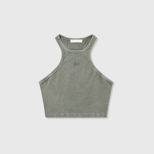 Core Ribbed Crop Tank Light Grey