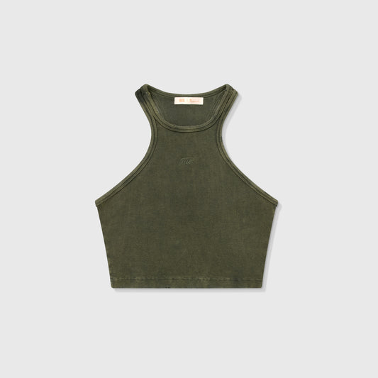 Core Ribbed Crop Tank Military Green